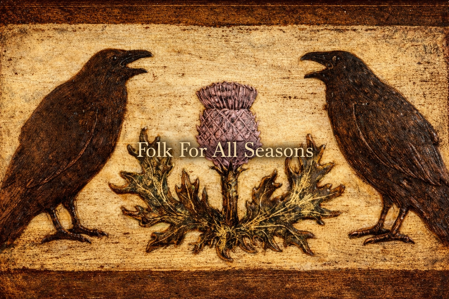 Primitive Crows and Thistle - Digital Download - Enhanced Print of Original Folk Art