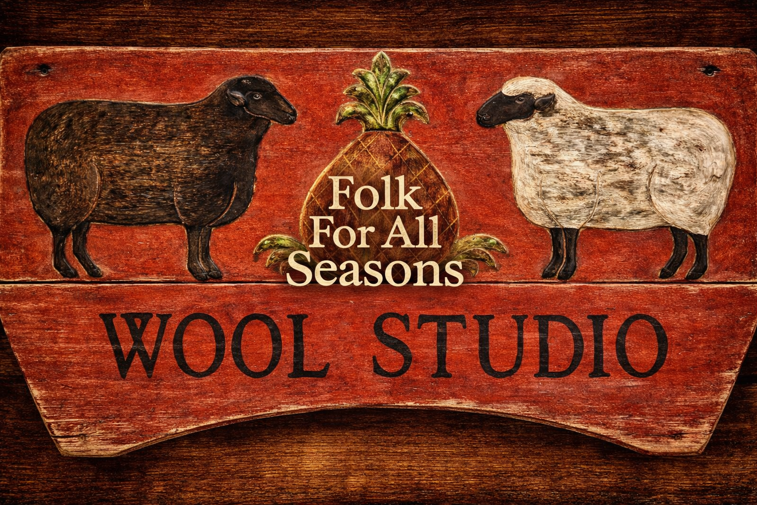 Wool Studio - Digital Download - Enhanced Print of Original Folk Art