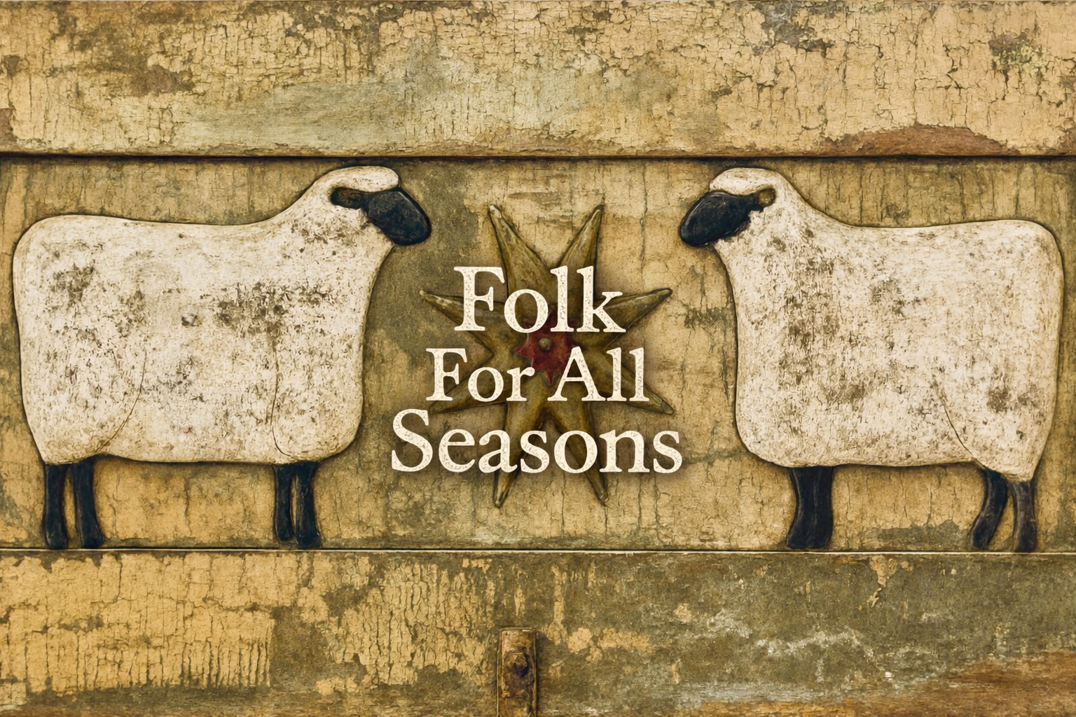 Two Sheep Facing Starburst - Digital Download - Enhanced Print of Original Folk Art