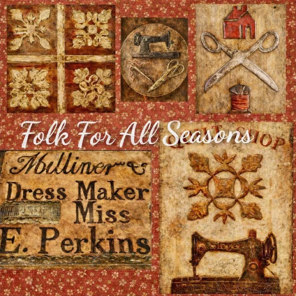 Stitcher, Quilter, Sewing Collage for Junk Journal #4 - Digital Download - Enhanced Original Folk Art