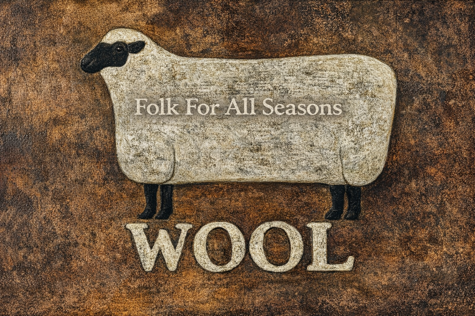 White Sheep Wool Sign - Digital Download - Enhanced Print of Original Folk Art.