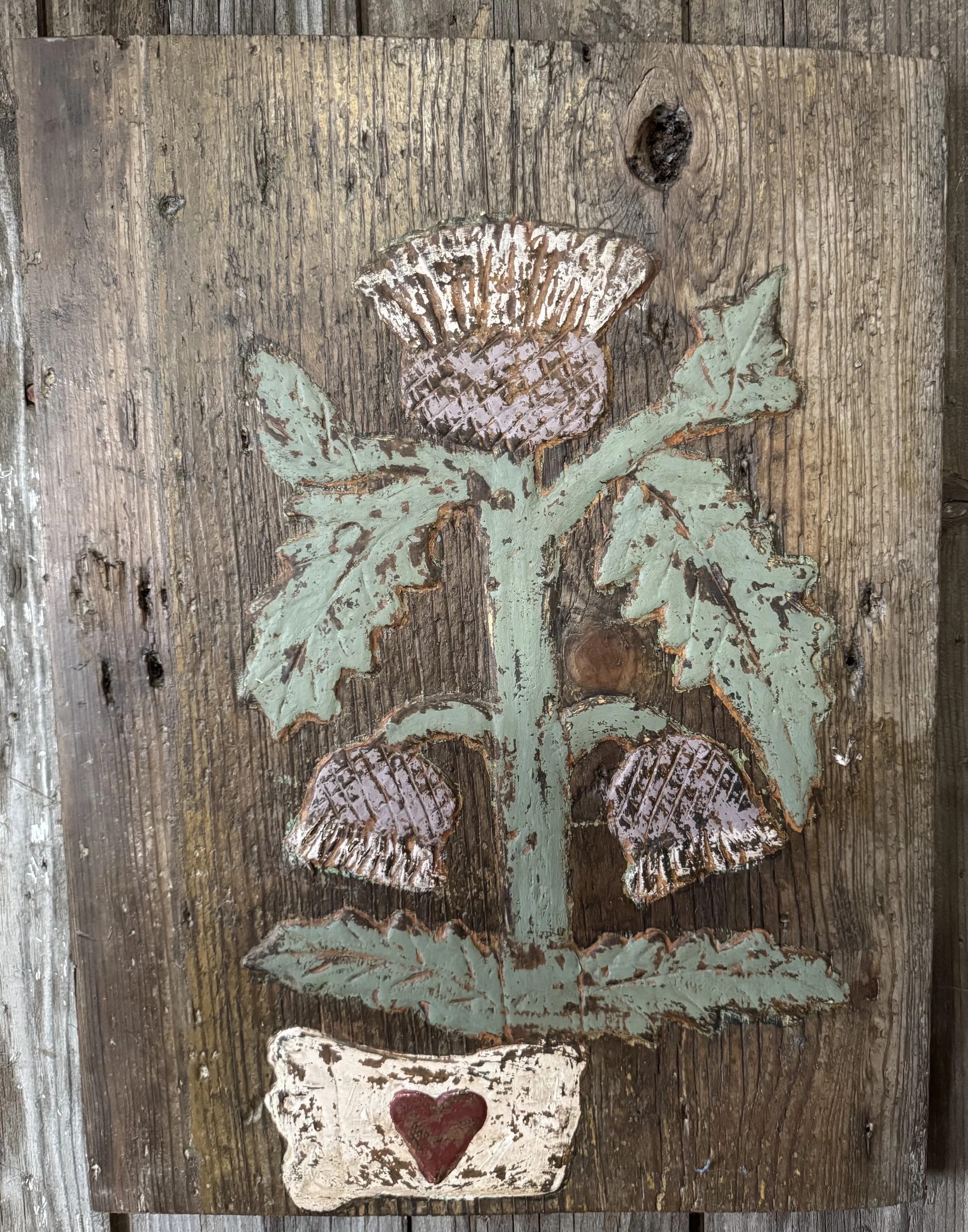 Large Thistle Bouquet Delivered by a Heart and Hand