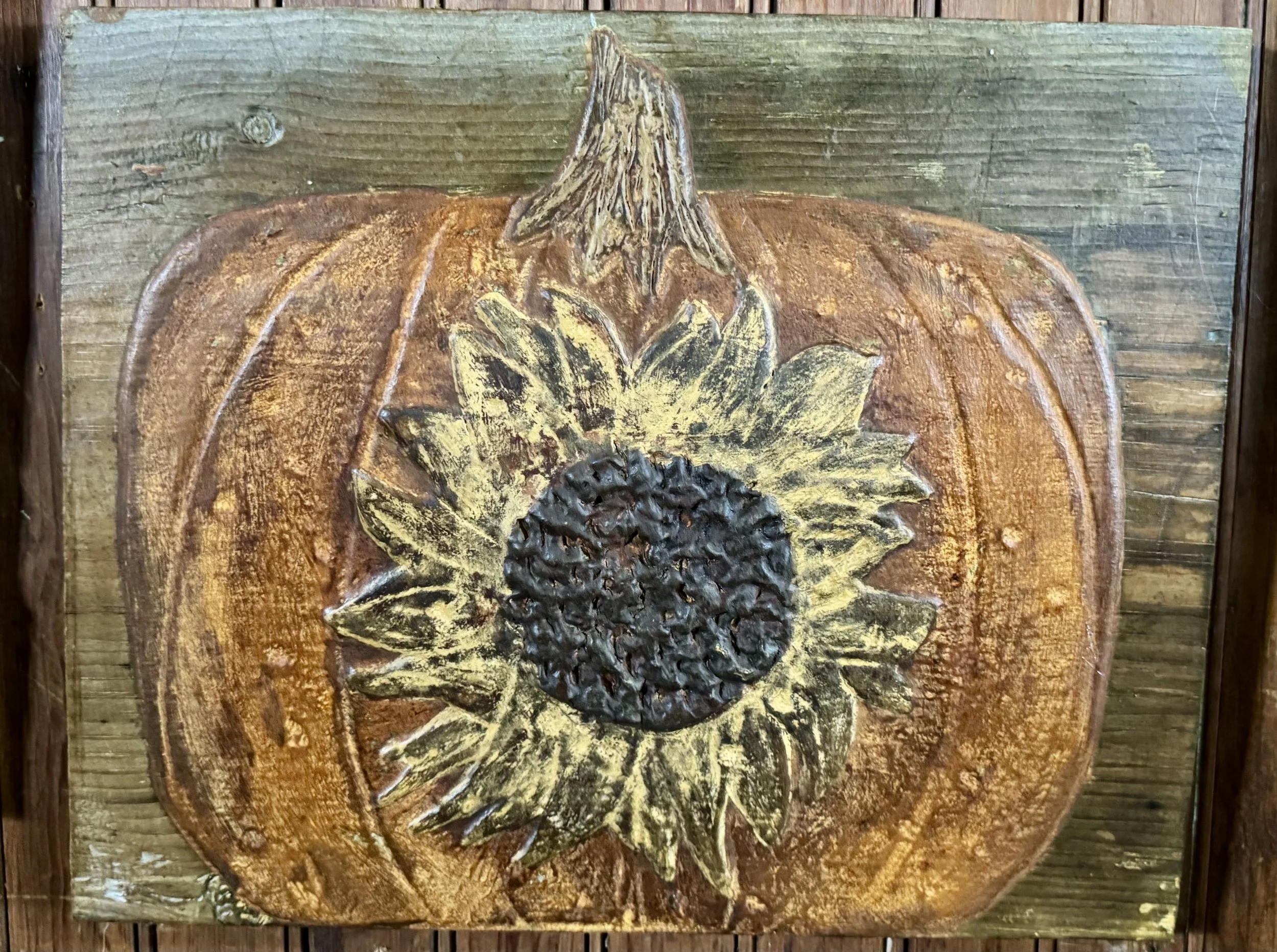 Pumpkin with Sunflower Wall Art