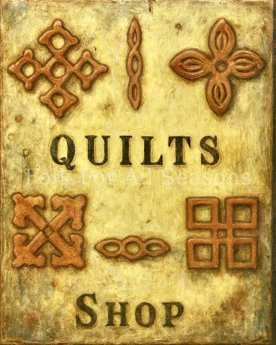 Templates Quilt Shop Sign - Digital Download - Enhanced Print of Original Folk Art