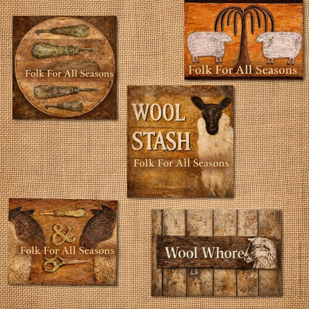 Rug Hookers Collage #2 - Digital Download - Enhanced Print of Original Folk Art