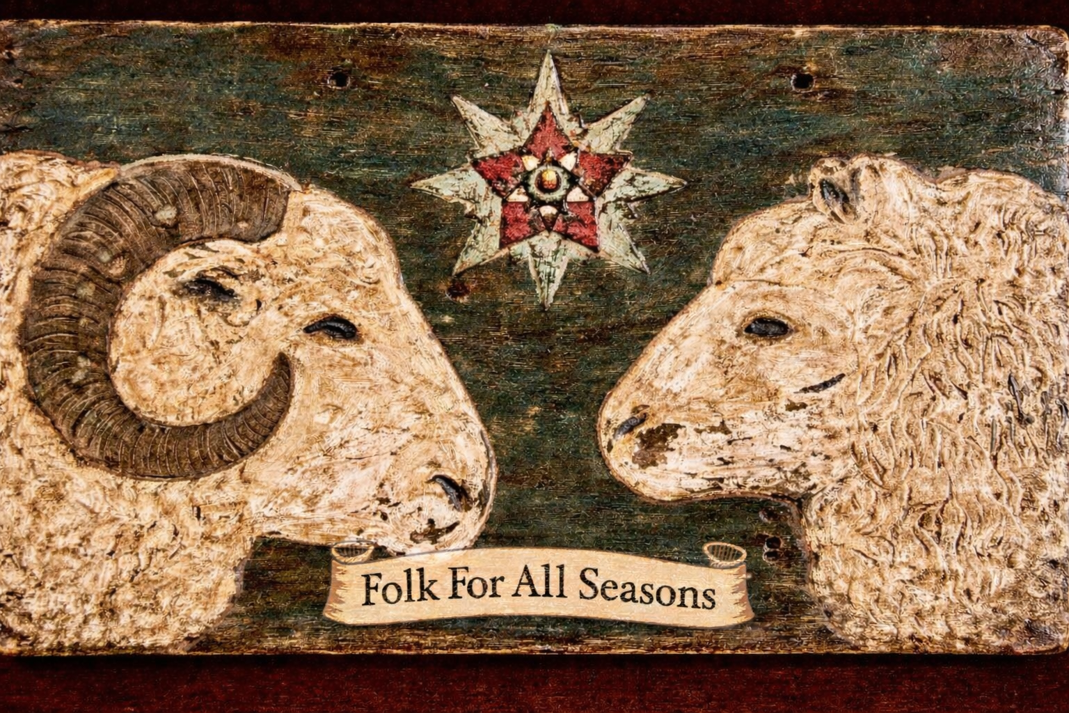 Sheep and Ram - Digital Download - Enhanced Print of Original Folk Art