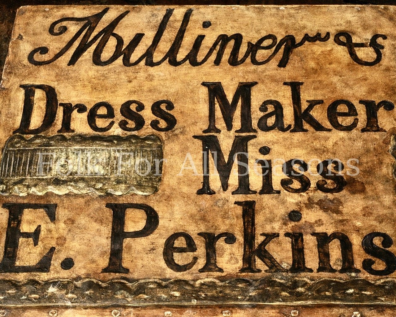 Miss E. Perkins Dress Maker - Digital Download - Enhanced Original Folk Art Print