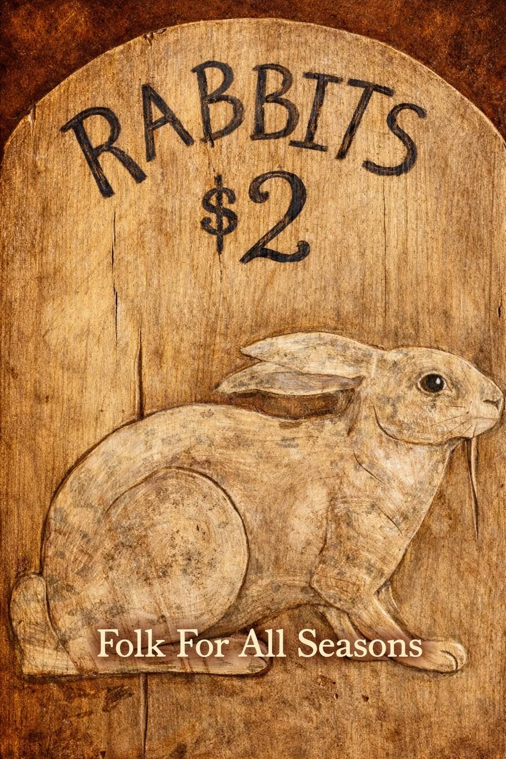 Rabbits $2 - Digital Download - Enhanced Print of Original Folk Art