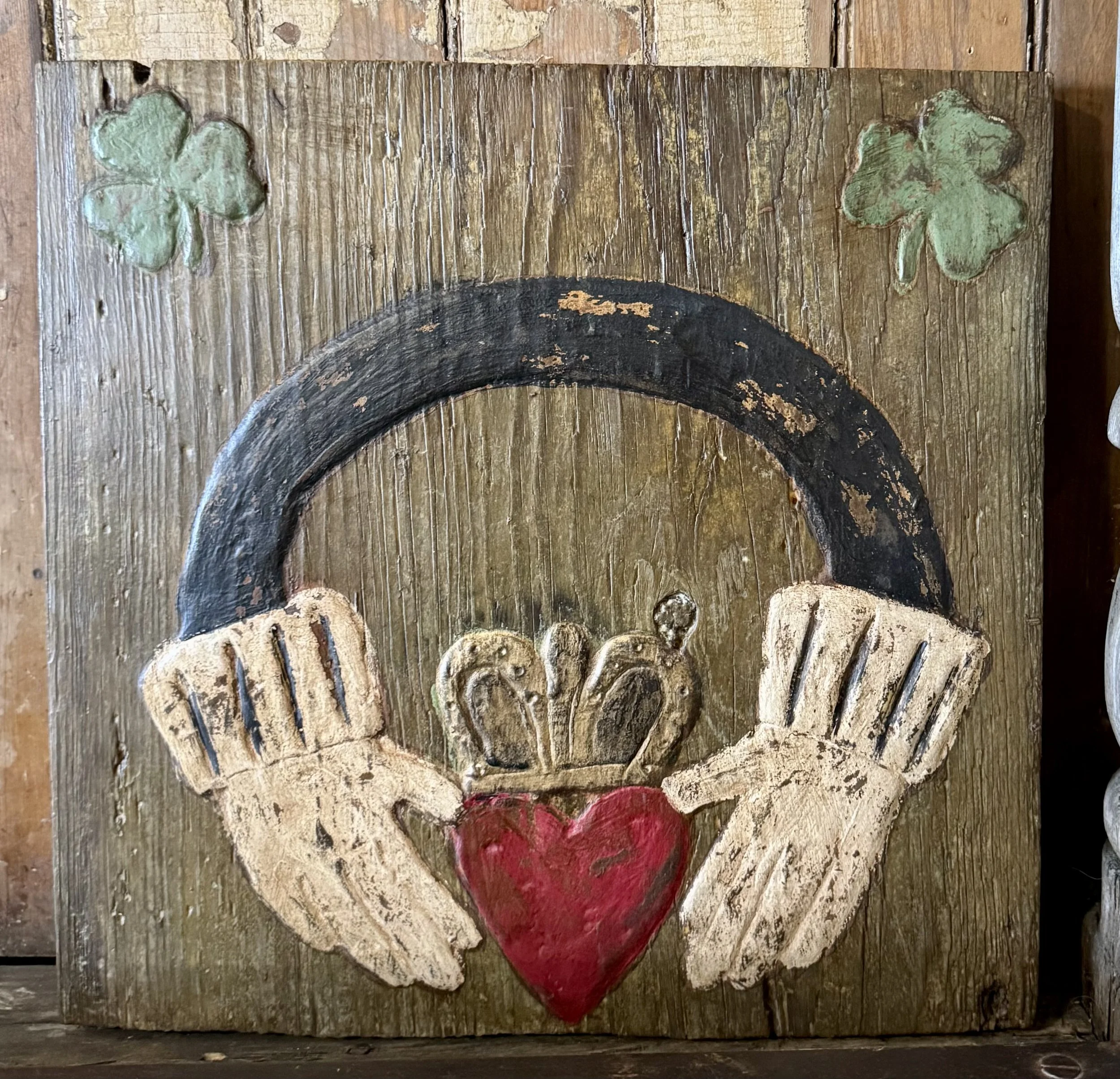 Claddagh and Clover Friendship, Love, Loyalty and Blessings Folk Art