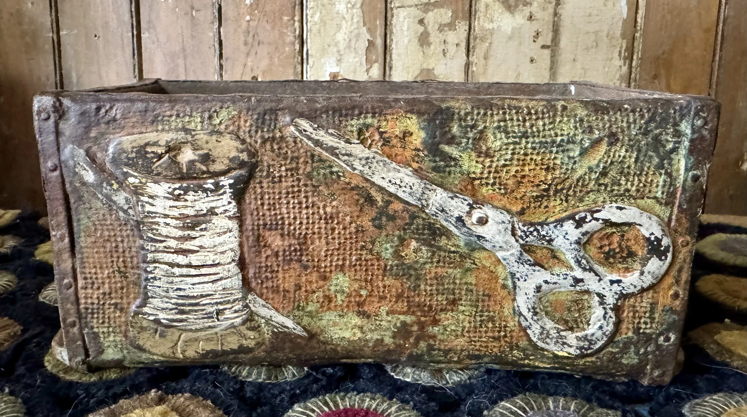 Thread Spool with Needle and Scissors Brick Mold Box