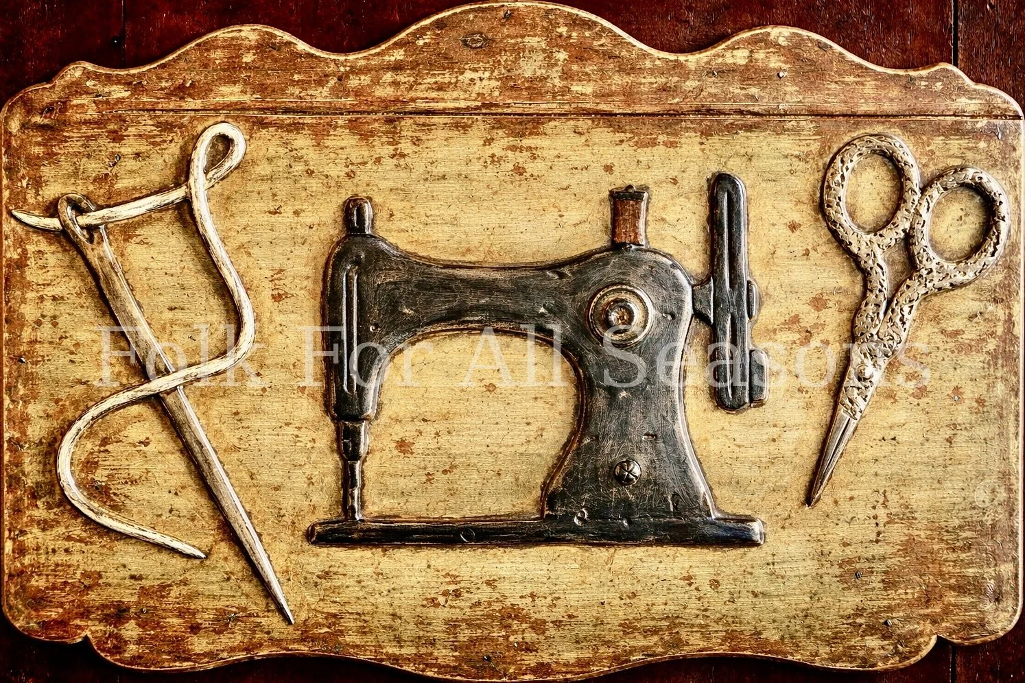 Happy Stitcher - Digital Download - Enhanced Print of Original Folk Art