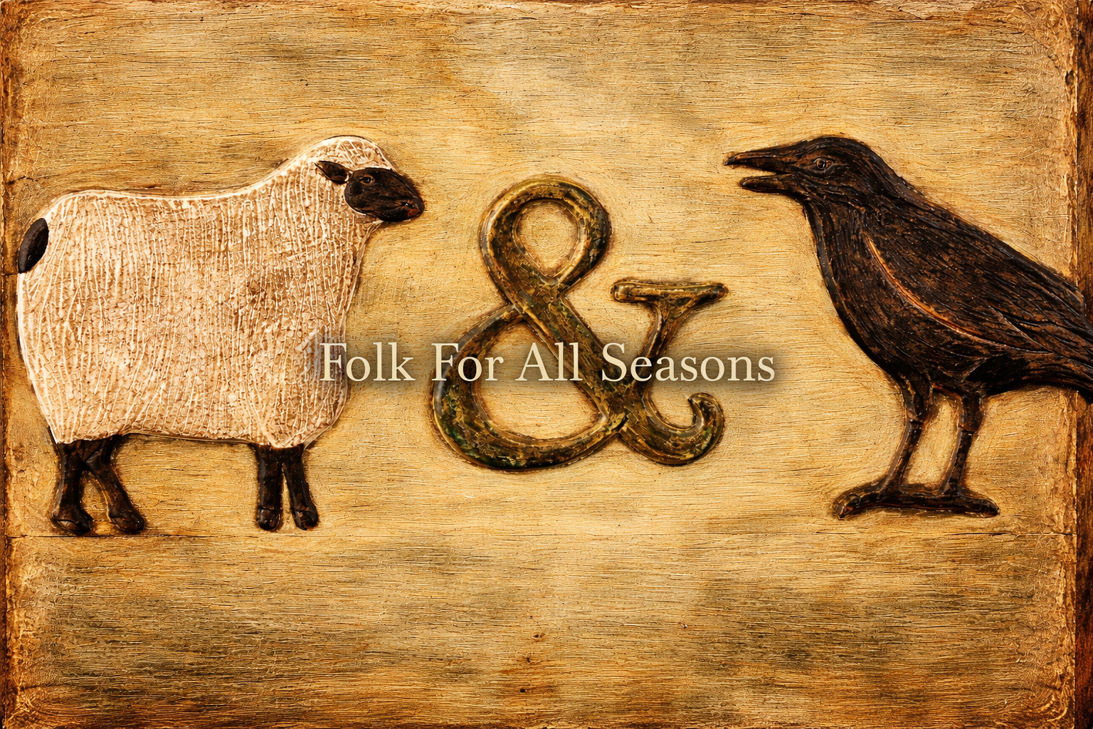 Sheep & Crow - Digital Download - Enhanced Print of Original Folk Art