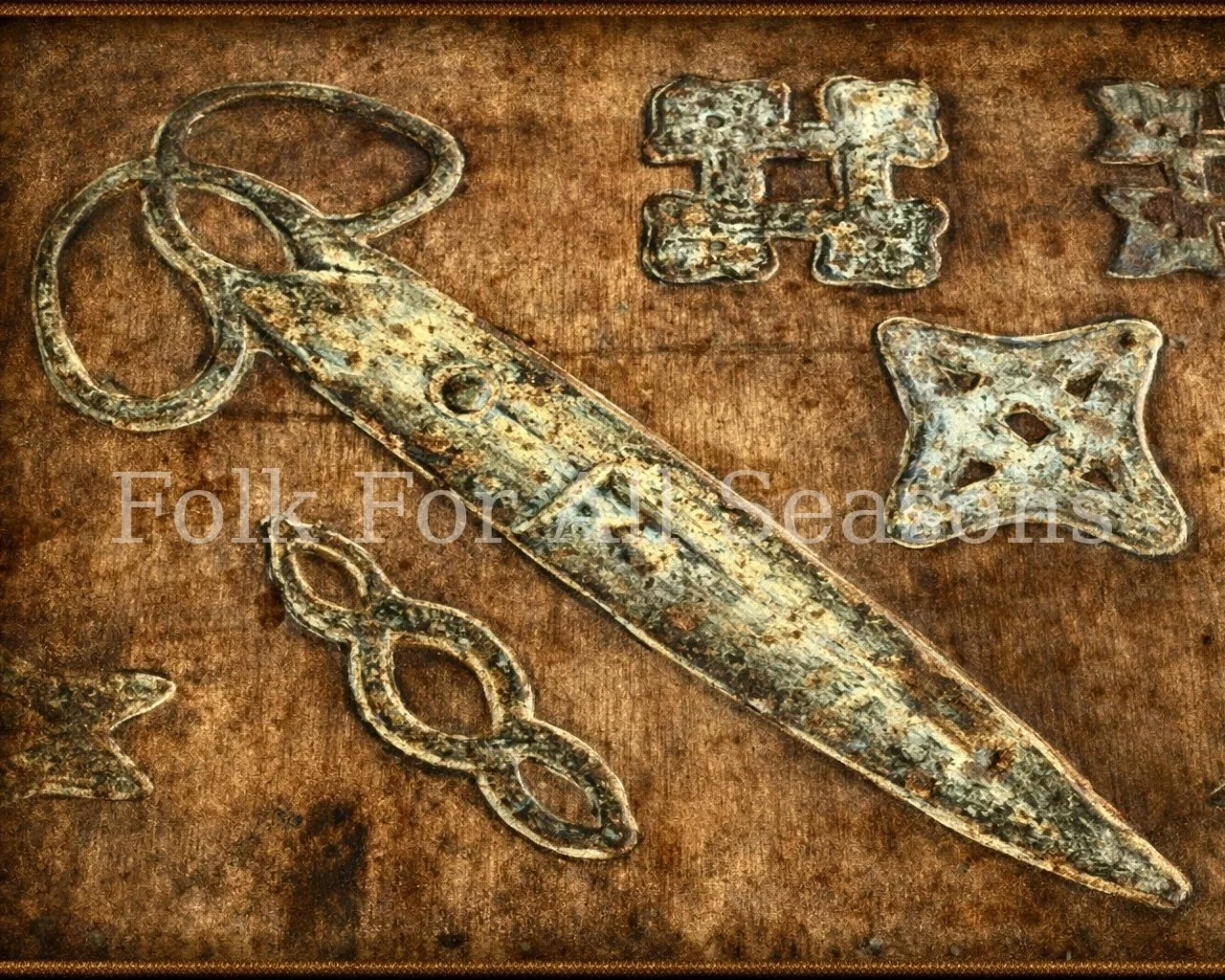 Scissors and Templates - Digital Download - Enhanced Original Folk Art Print