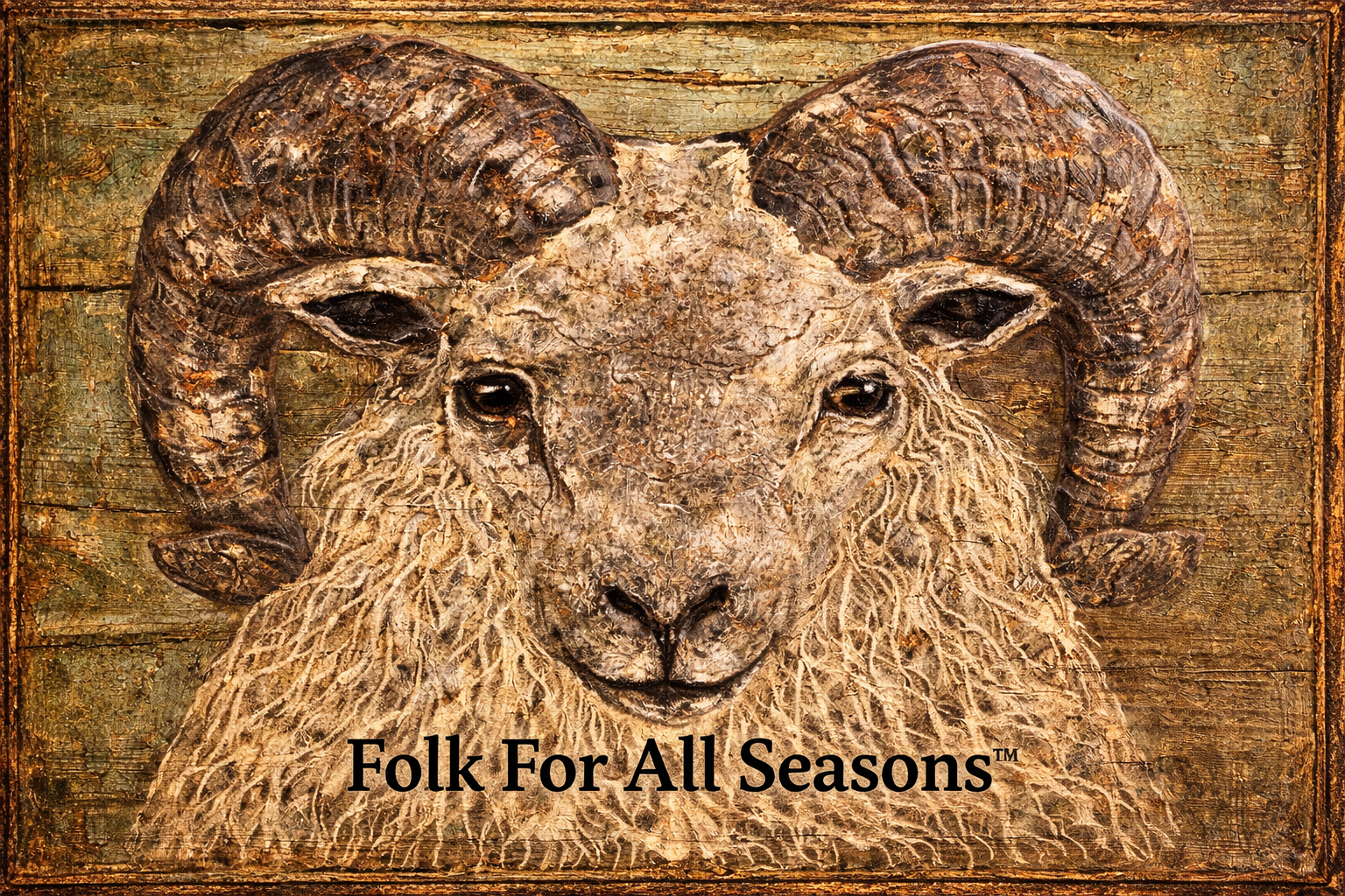 Horned Sheep - Digital Download - Enhanced Print of Original Folk Art