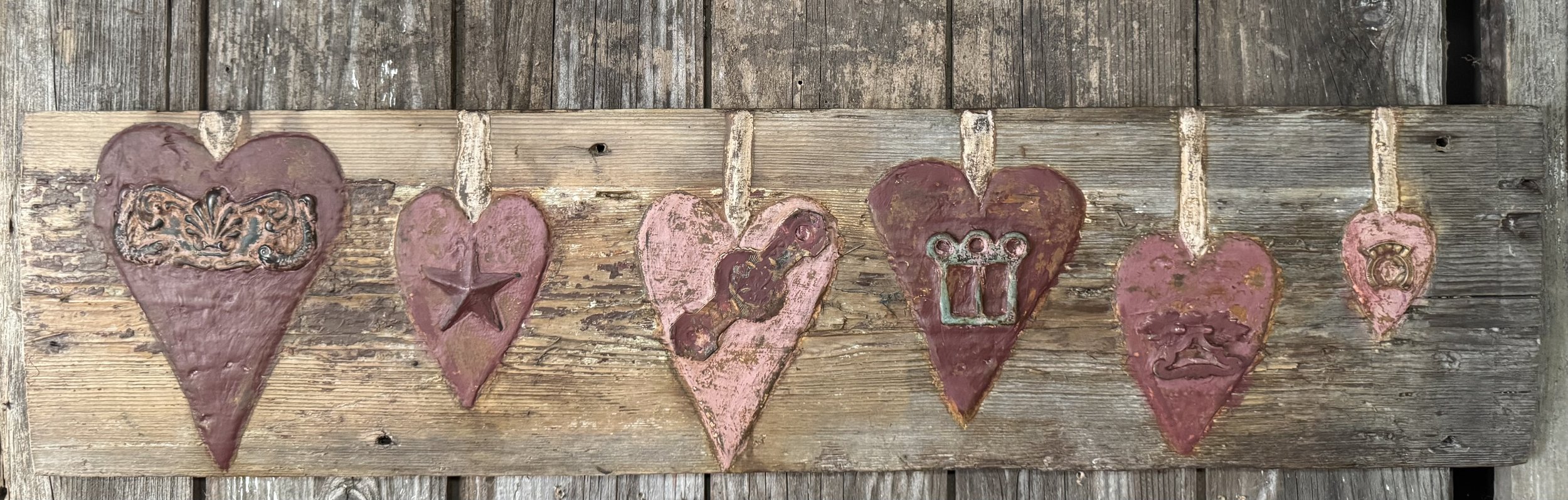 Row of Hanging Hardware Hearts