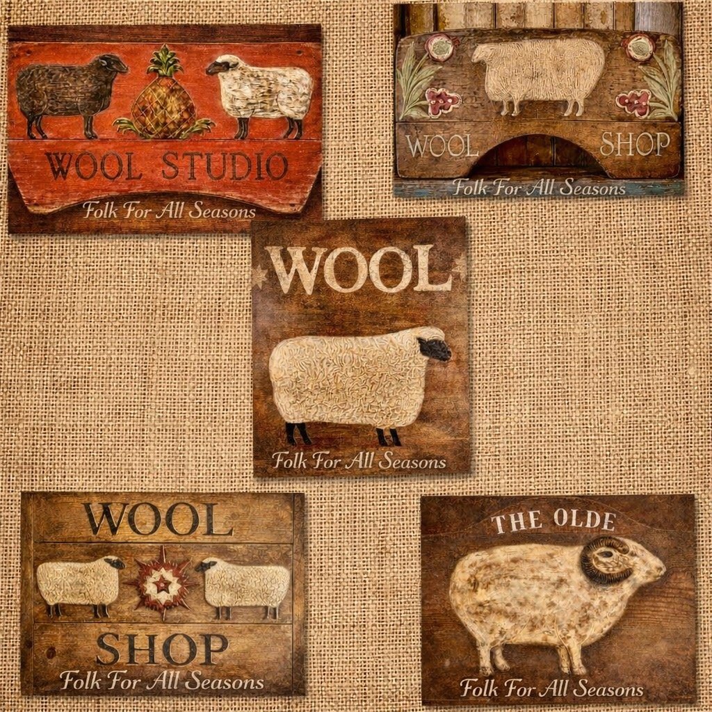 Rug Hookers Collage #3 - Digital Download - Enhanced Print of Original Folk Art