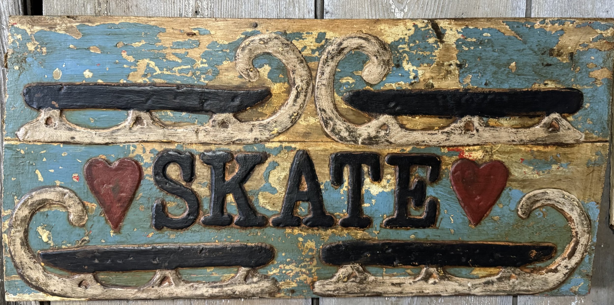 Love to Skate Folk Art Old School Style