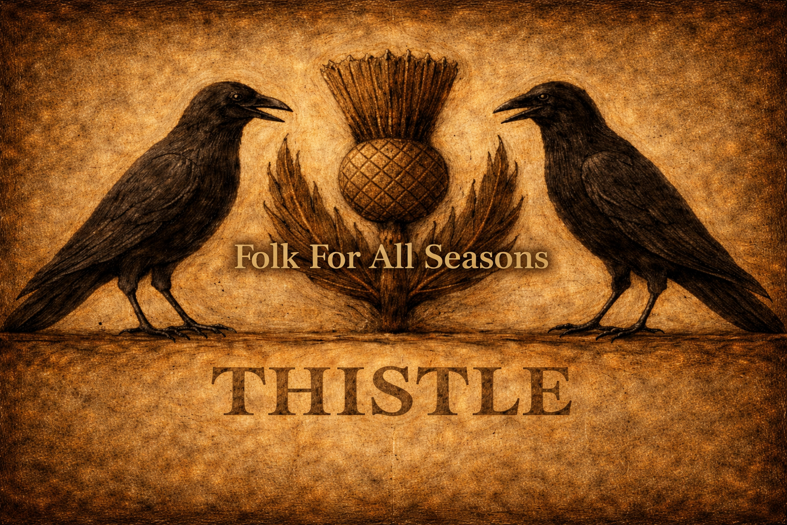 Fancy Crows and Thistle - Digital Download - Enhanced Print of Original Folk Art