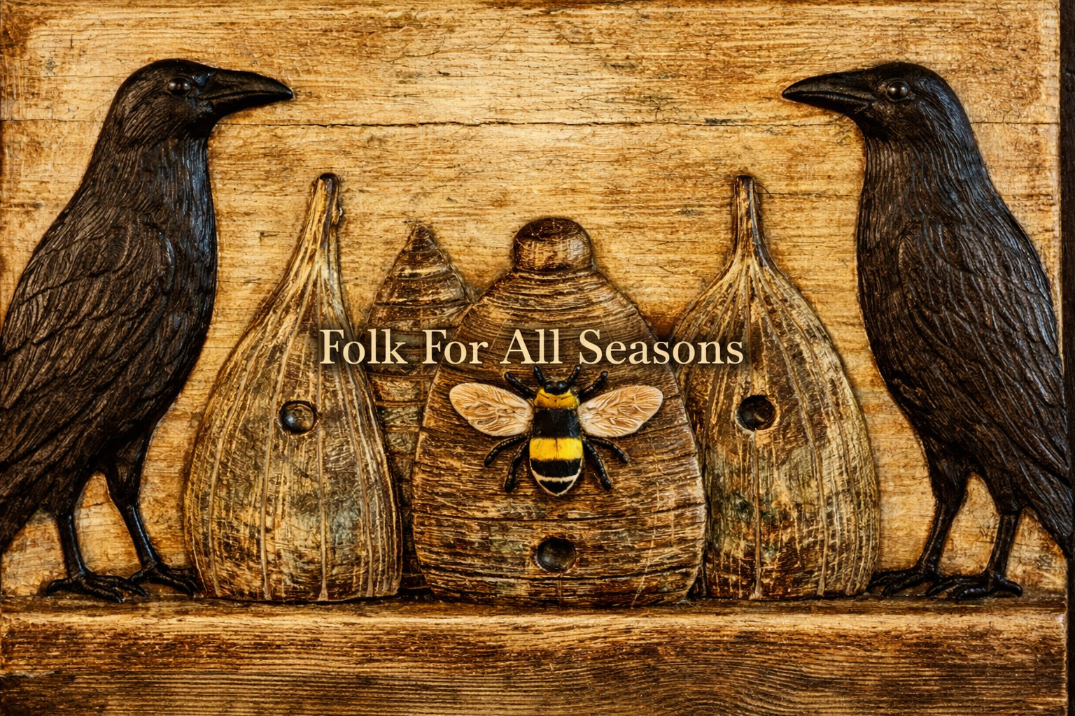 Crows and Bee Skeps - Digital Download - Enhanced Original Folk Art