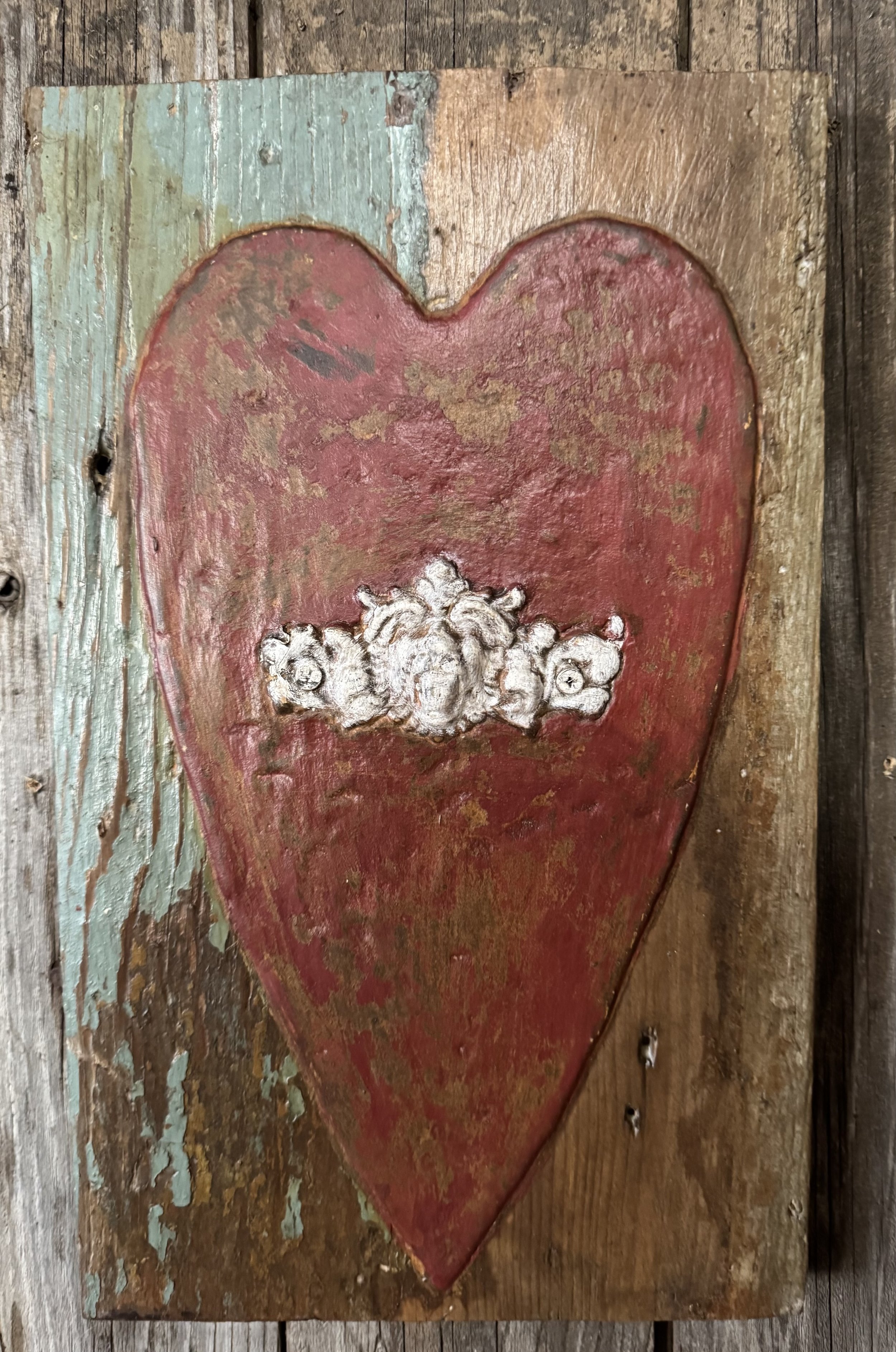 A Most Humble Heart on Blue Chippy Board with White Hardware