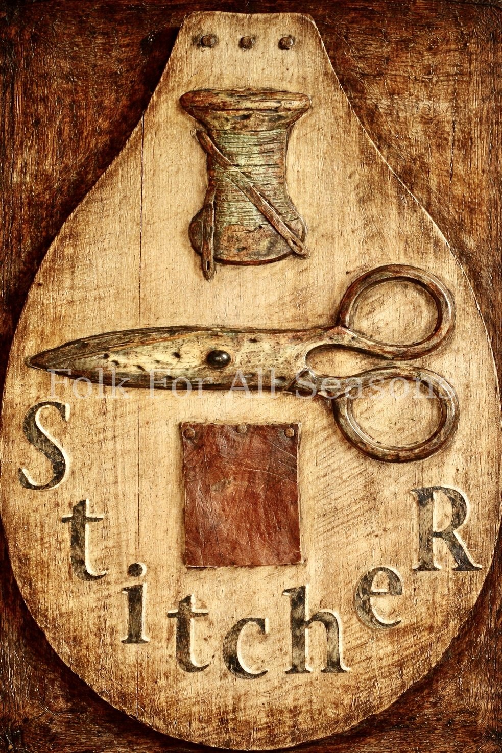 Primitive Stitcher - Digital Download - Enhanced Original Folk Art