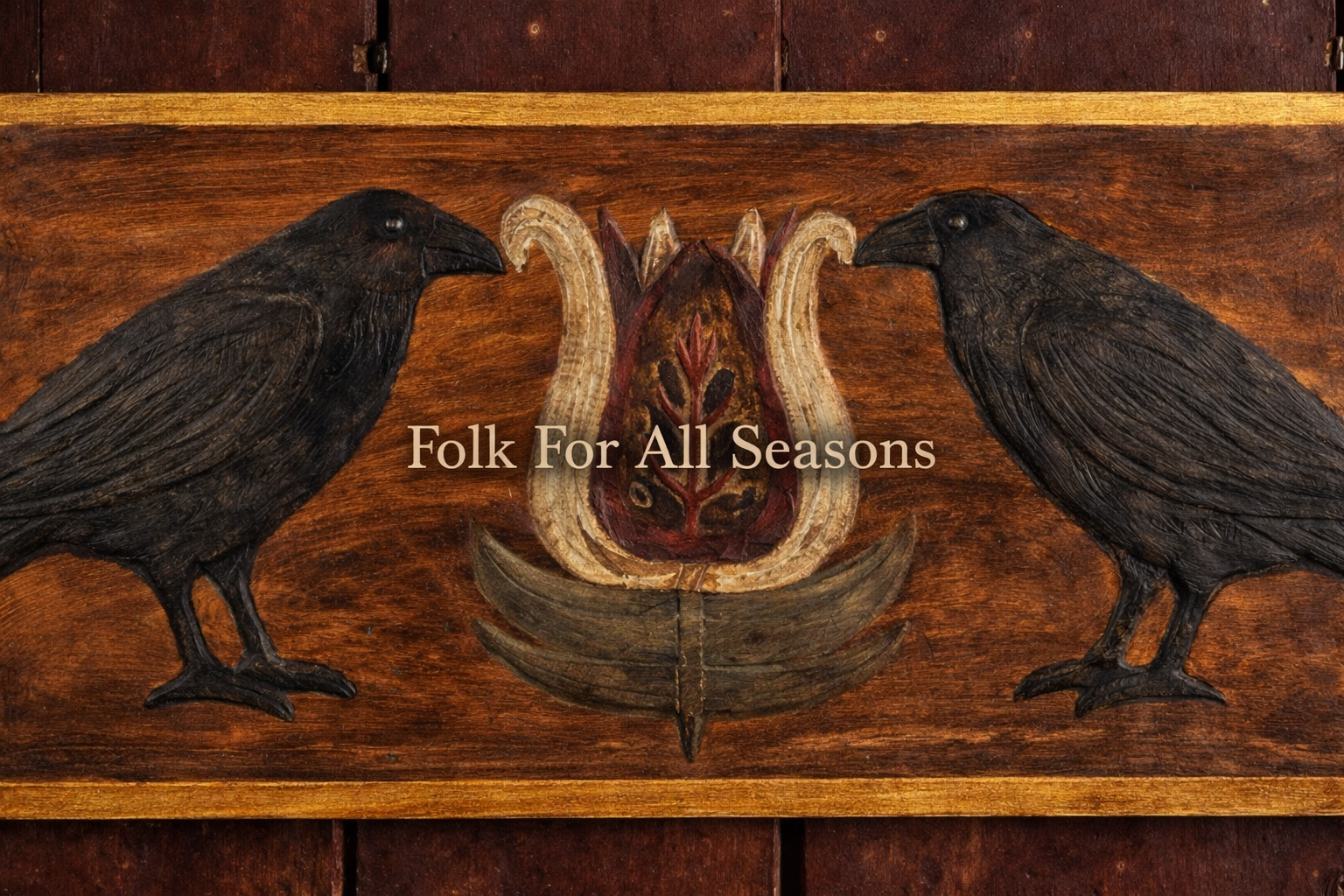 Crows and Tulip - Digital Download - Enhanced Print of Original Folk Art