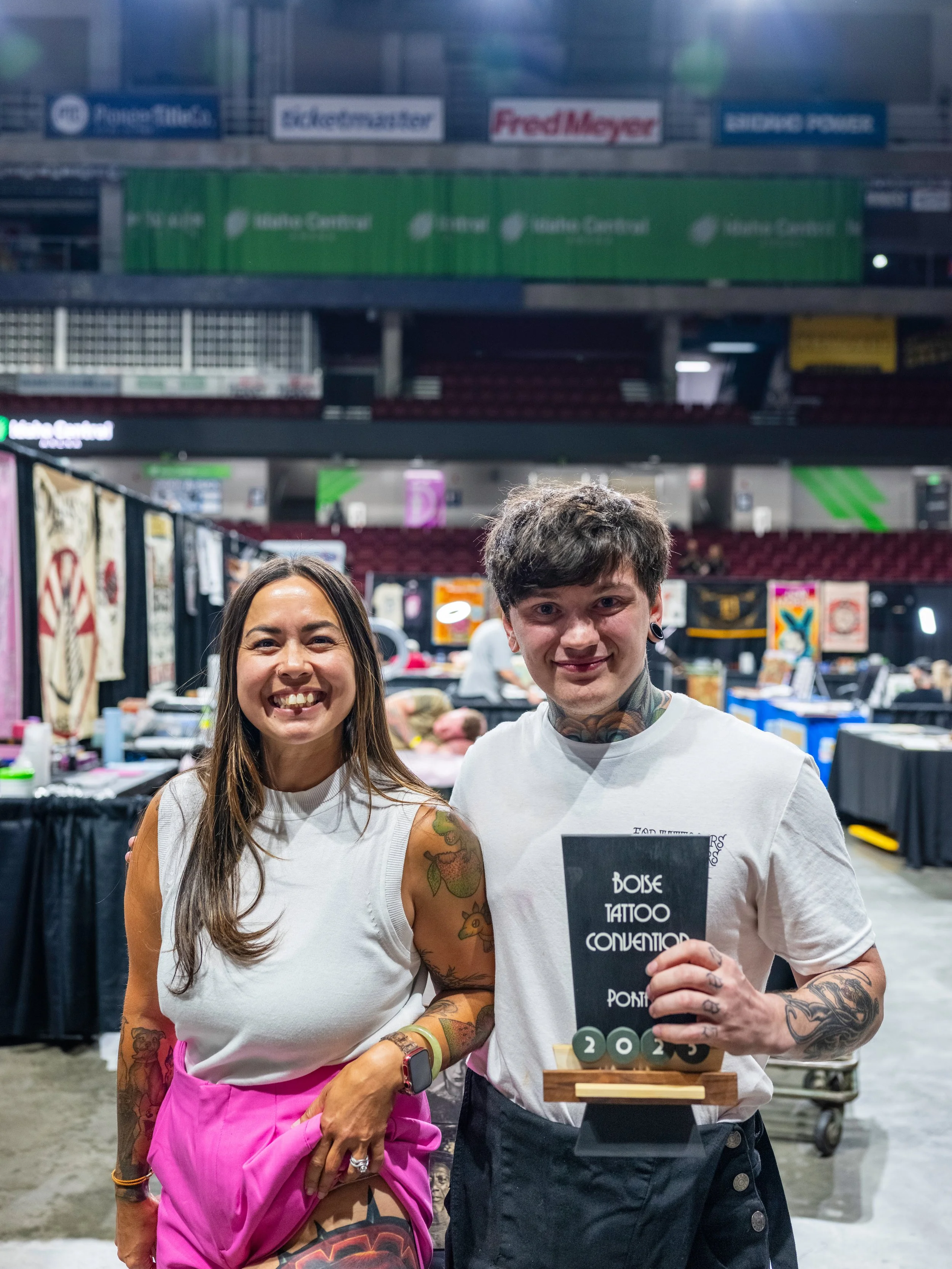 Fridays winner for Portrait! Kyle Caputo of Crimson Fox Tattoo, and client. Photo by Nick Hedden @gemstatephoto