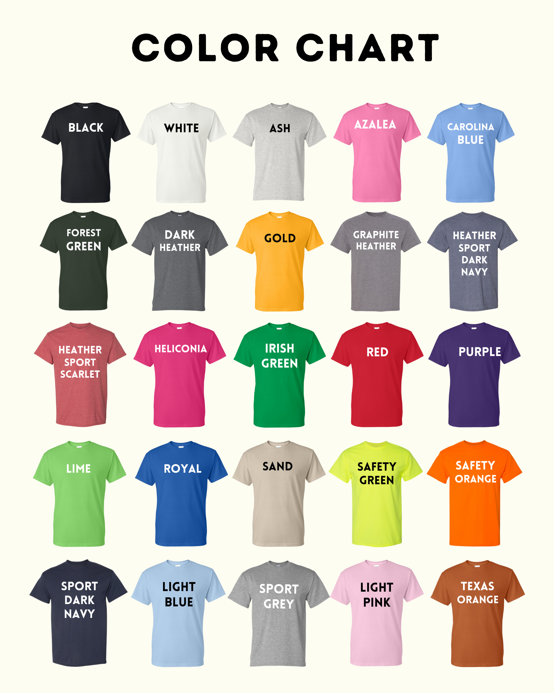 Gildan 800 Color Chart.png