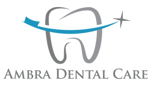 Logo of Ambra Dental Care featuring a tooth with a swoosh and star symbol.
