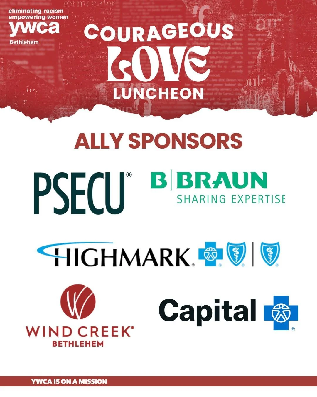 A huge thank you to our Ally Sponsors &mdash; PSECU, Highmark Blue Shield, B. Braun, Wind Creek, and Capital Blue Cross &mdash; for helping us bring the Courageous Love Luncheon to life! Your support fuels our mission and uplifts the work we do every