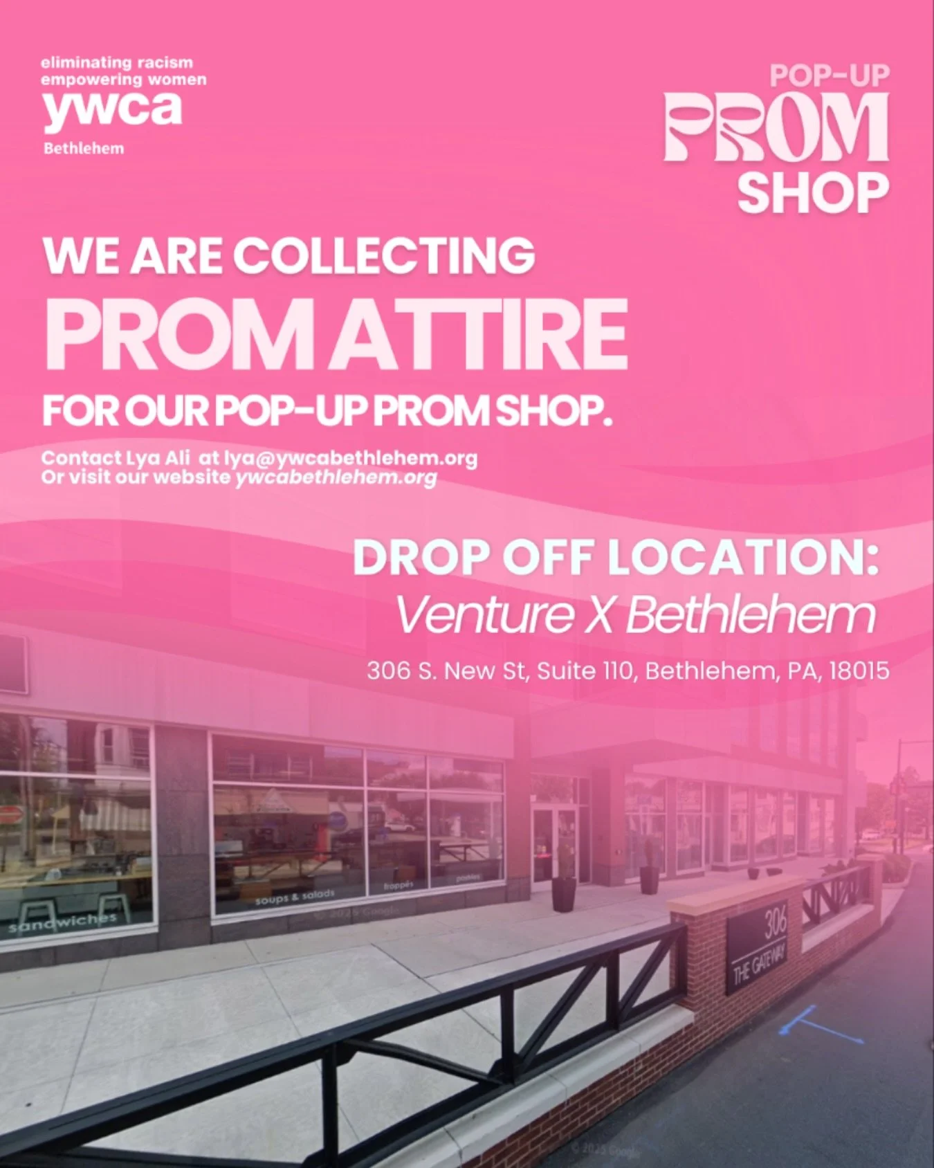 Calling all YWCA Bethlehem Family! 

Help us make every teen feel like true prom royalty! 🩷👑

The YWCA Bethlehem&rsquo;s Pop-Up Prom Shop is returning on March 28, 2026, and we&rsquo;re beginning our annual collection of gently used prom gowns and 