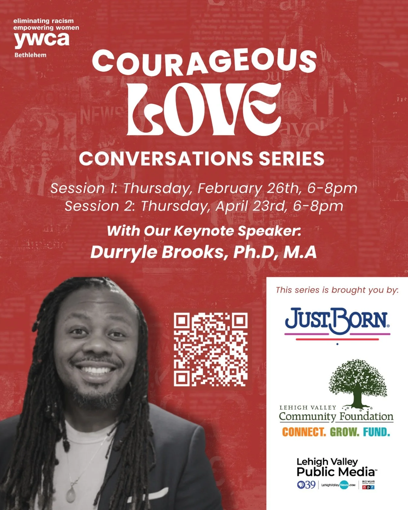 Officially One Week Away!! 

YWCA Bethlehem is thrilled to welcome back Dr. Durryle Brooks, @loveandjusticellc , scholar, healing practitioner, and founder of Love and Justice Consulting, for two transformative evenings of reflection and learning.

D