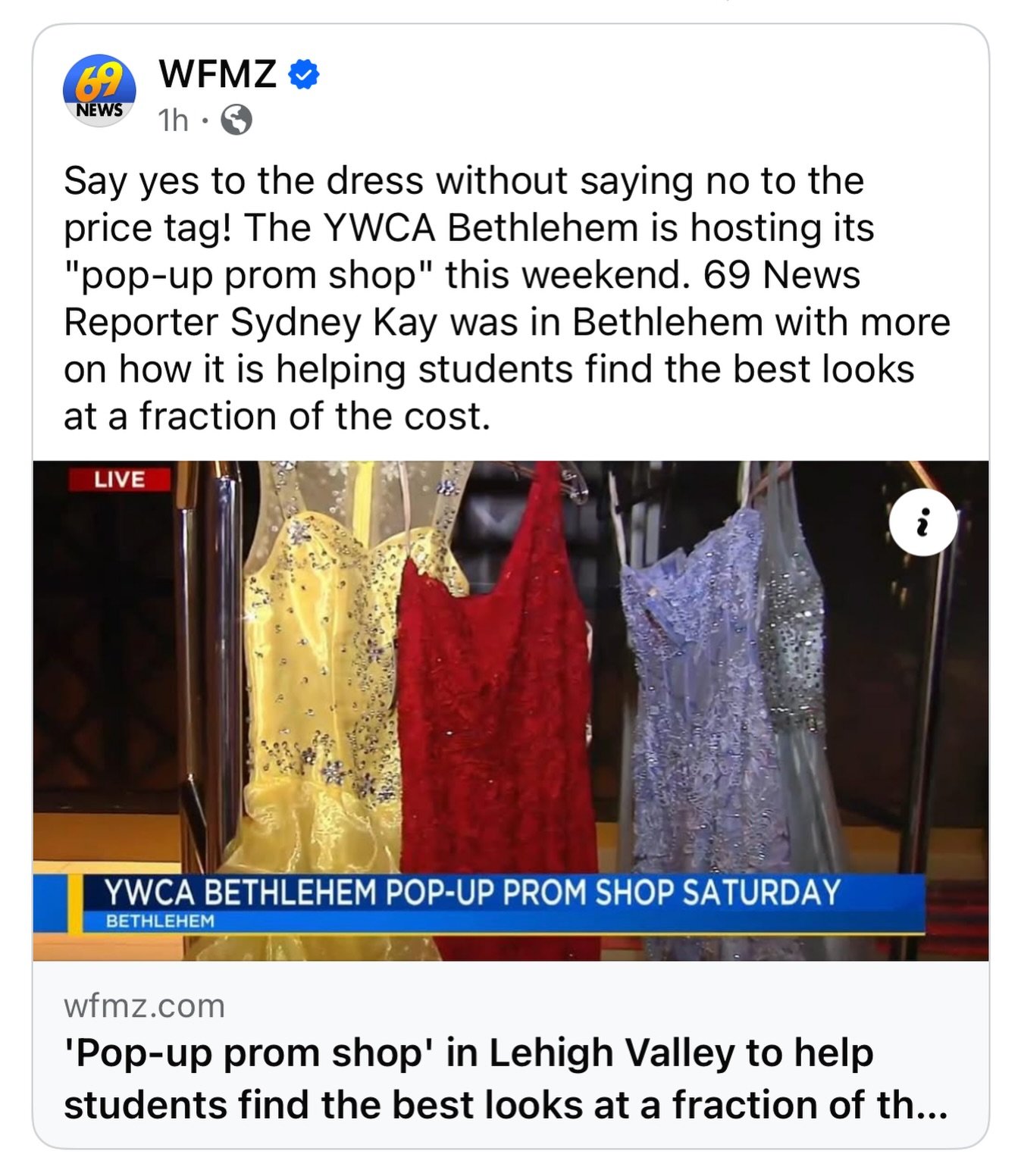 We had a blast with Sydney Kae from WFMZ this morning! Check out this story featuring our Pop-Up Prom Shop coming up THIS Saturday!

For more information visit our website at www.ywcabethlehem.org/prom2026! 🧡