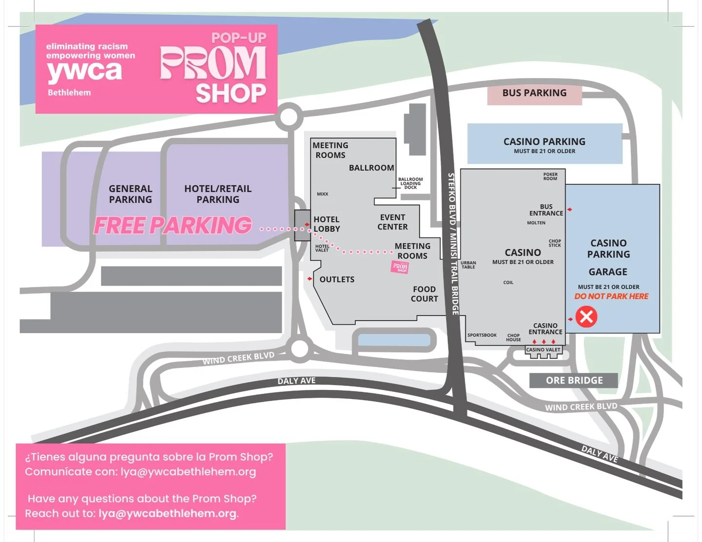 The Pop-Up Prom Shop is TOMORROW! We&rsquo;re so excited to see you all! ✨

Join YWCA Bethlehem for our Pop-Up Prom Shop on March 28, 2026 from 8:00 AM &ndash; 1:00 PM at Wind Creek Bethlehem (77 Wind Creek Blvd, Bethlehem, PA)!!
Choose up to two stu