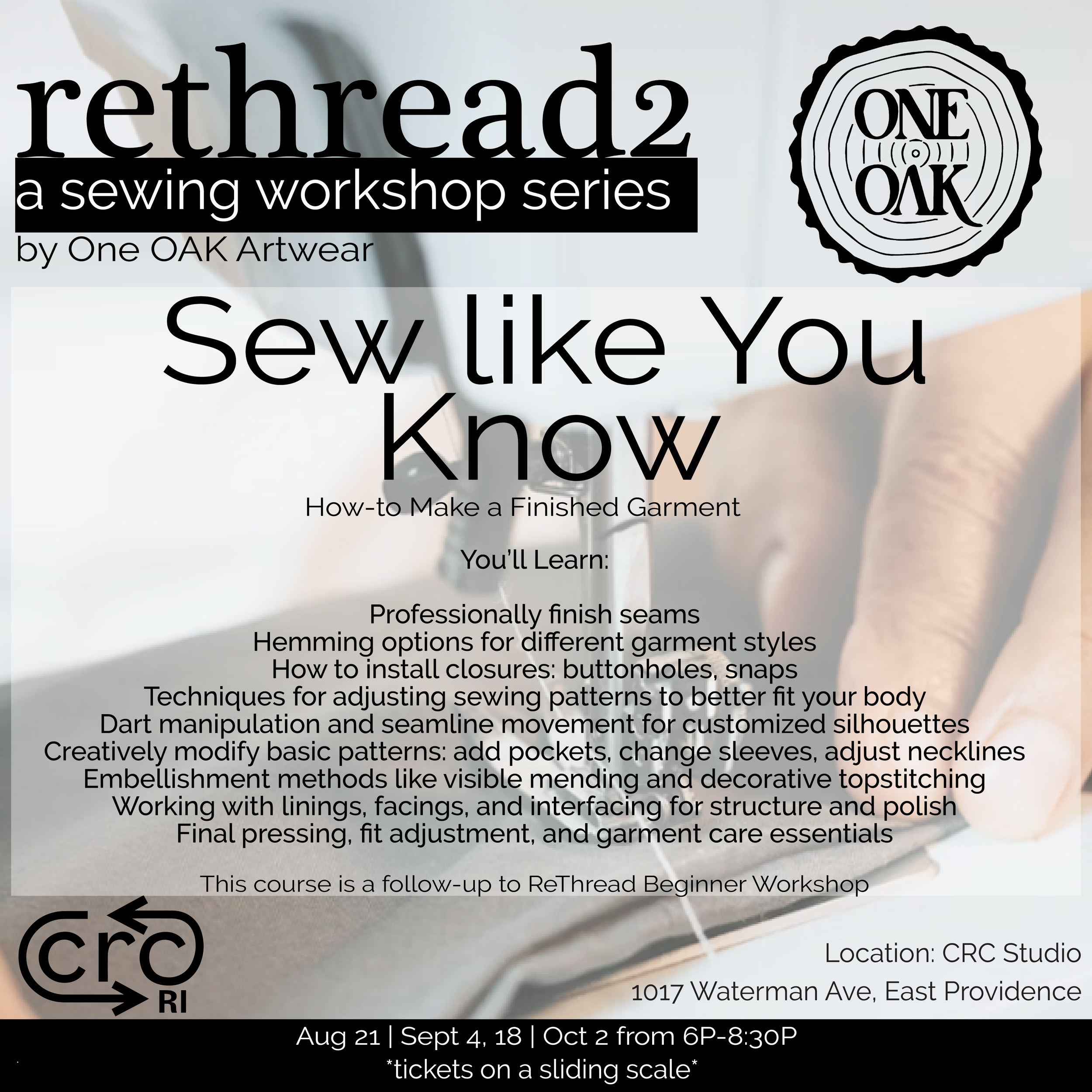 ReThread 2: An Advanced Sewing Workshop Series