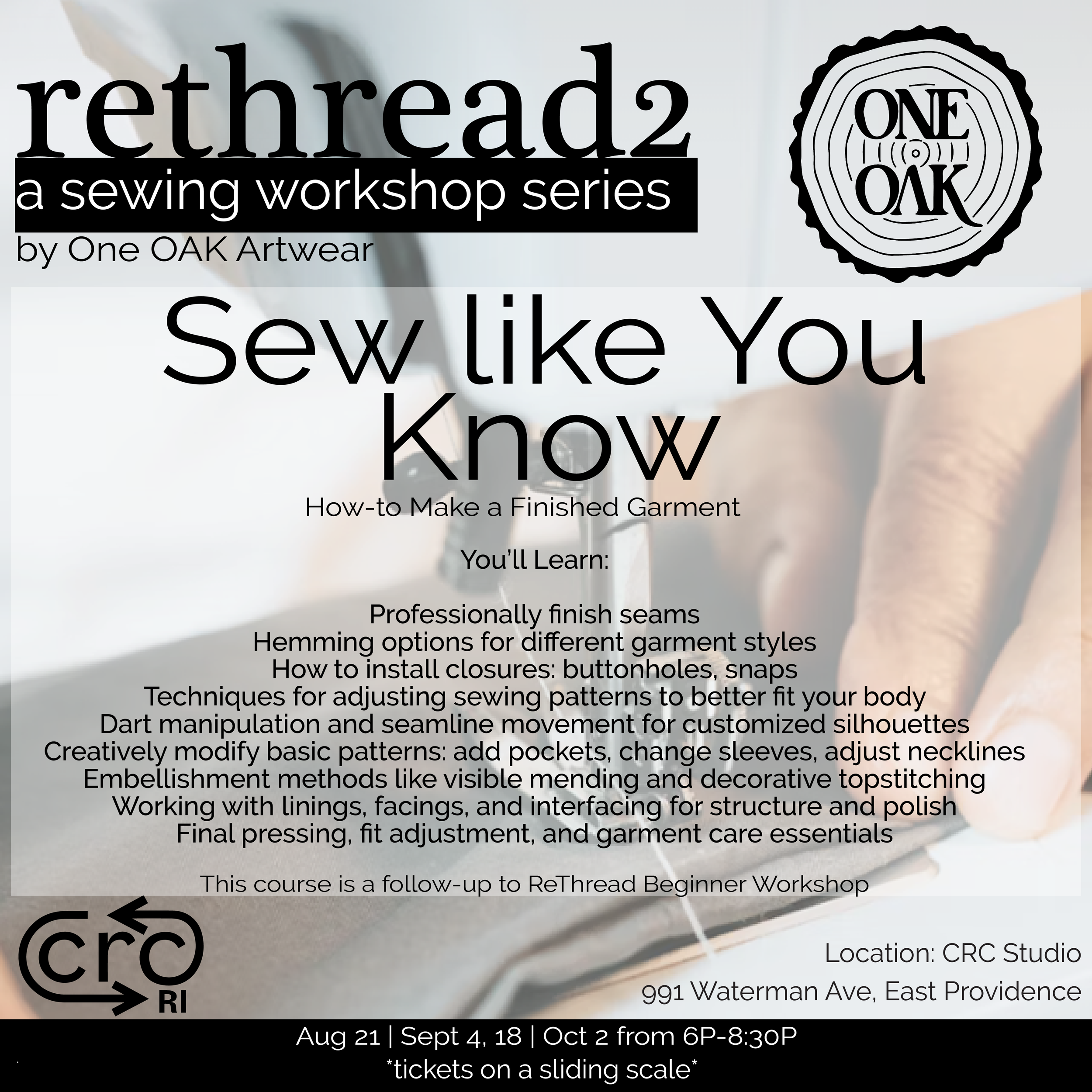 ReThread 2: An Advanced Sewing Workshop Series