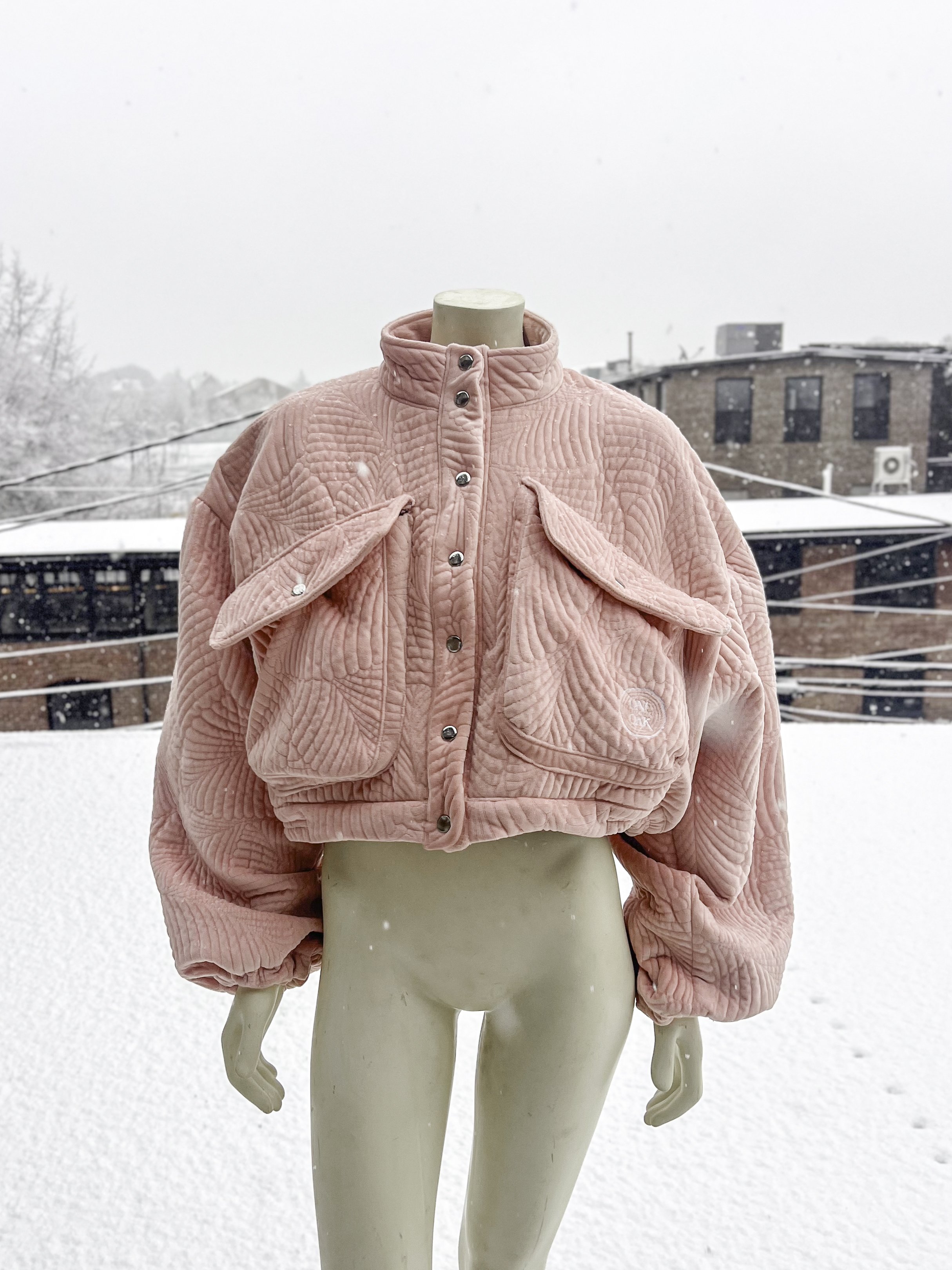 Pink Quilted Crop Blanket Coat