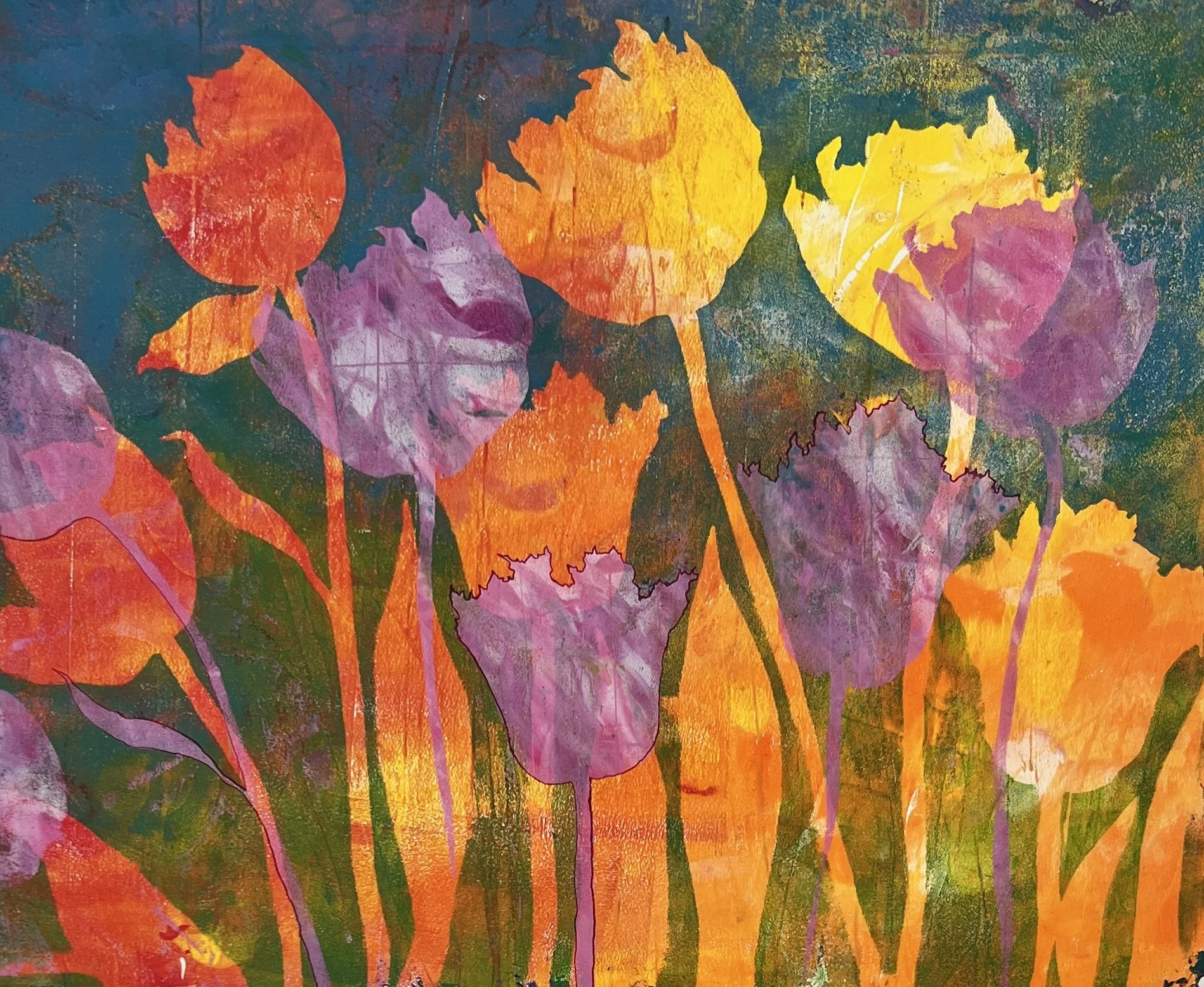 Tulip Twilight, 2025. Mixed media on paper,
16" x 20"

$300.00