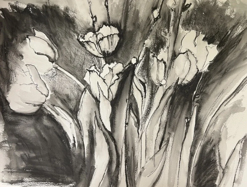 Tulip Drama, 2025. Water soluble graphite on paper, 22"x30"

$250.00