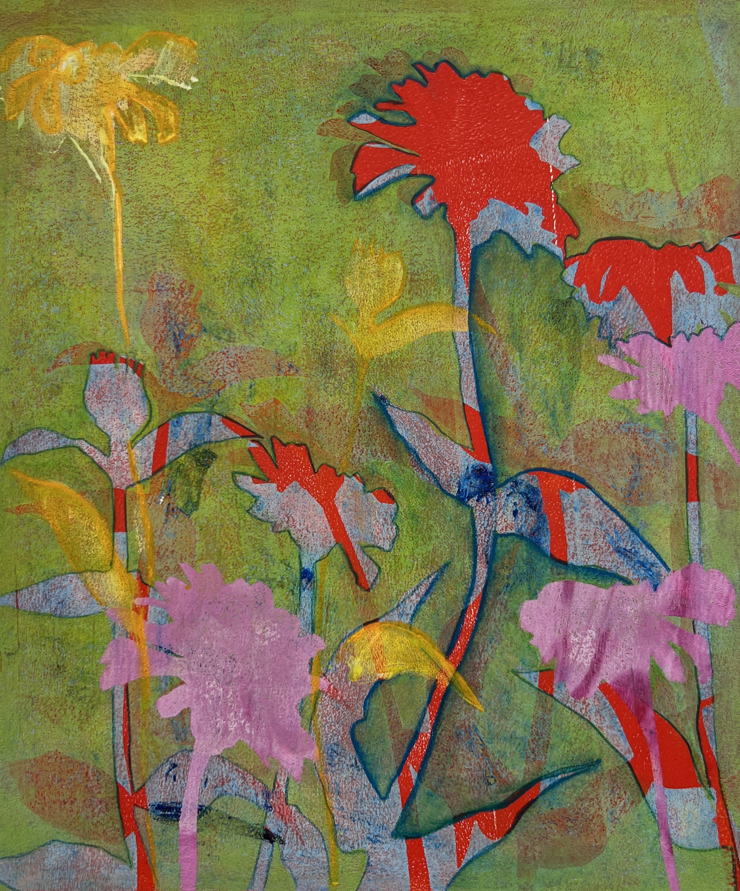 Zinnia Fragments, 2025. Mixed media on paper,
11" x 13"
$350.00