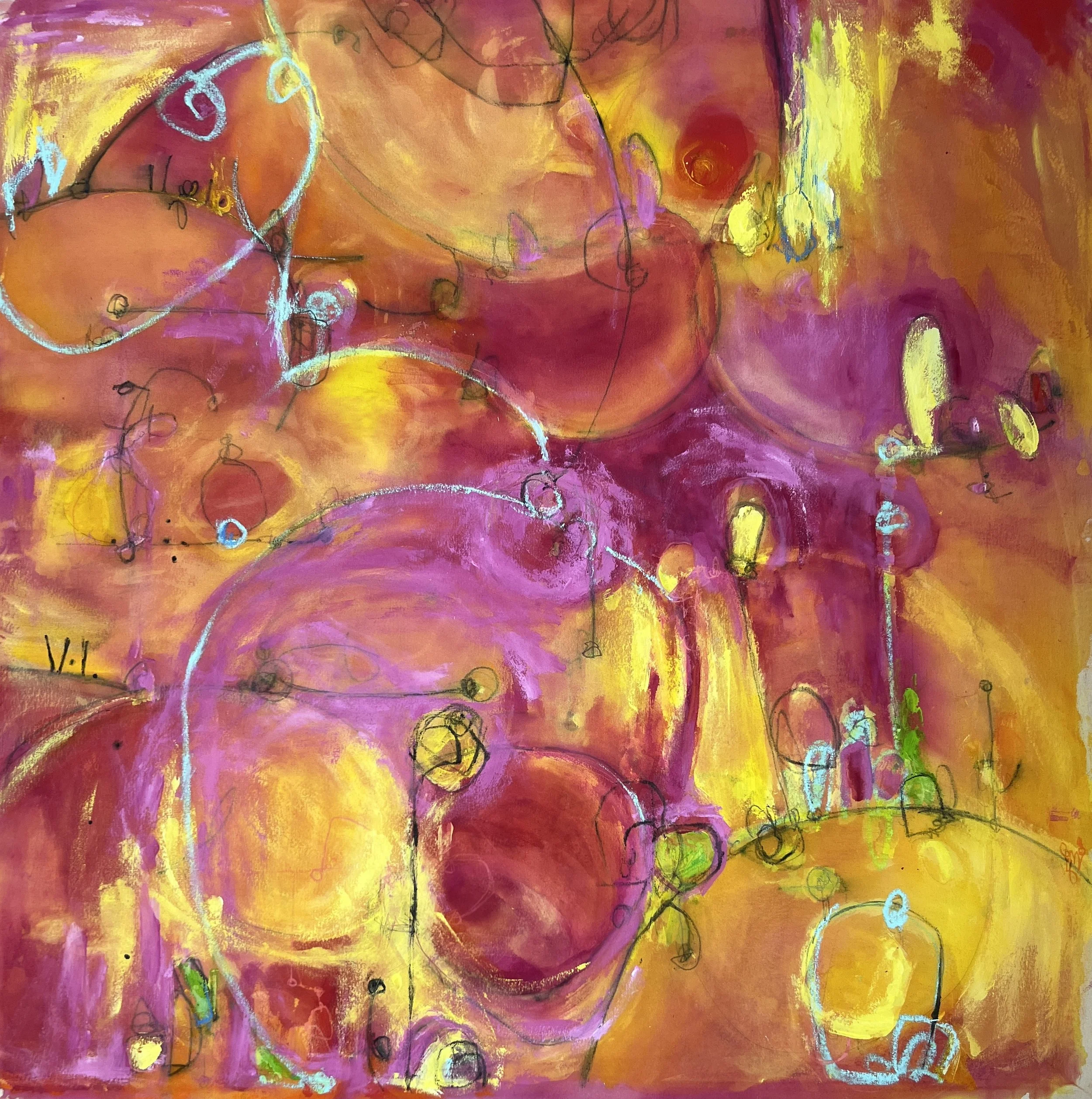 I Dare You, 2026. Acrylic and mixed media on unstretched canvas 
5 x 5 feet

$3000.00