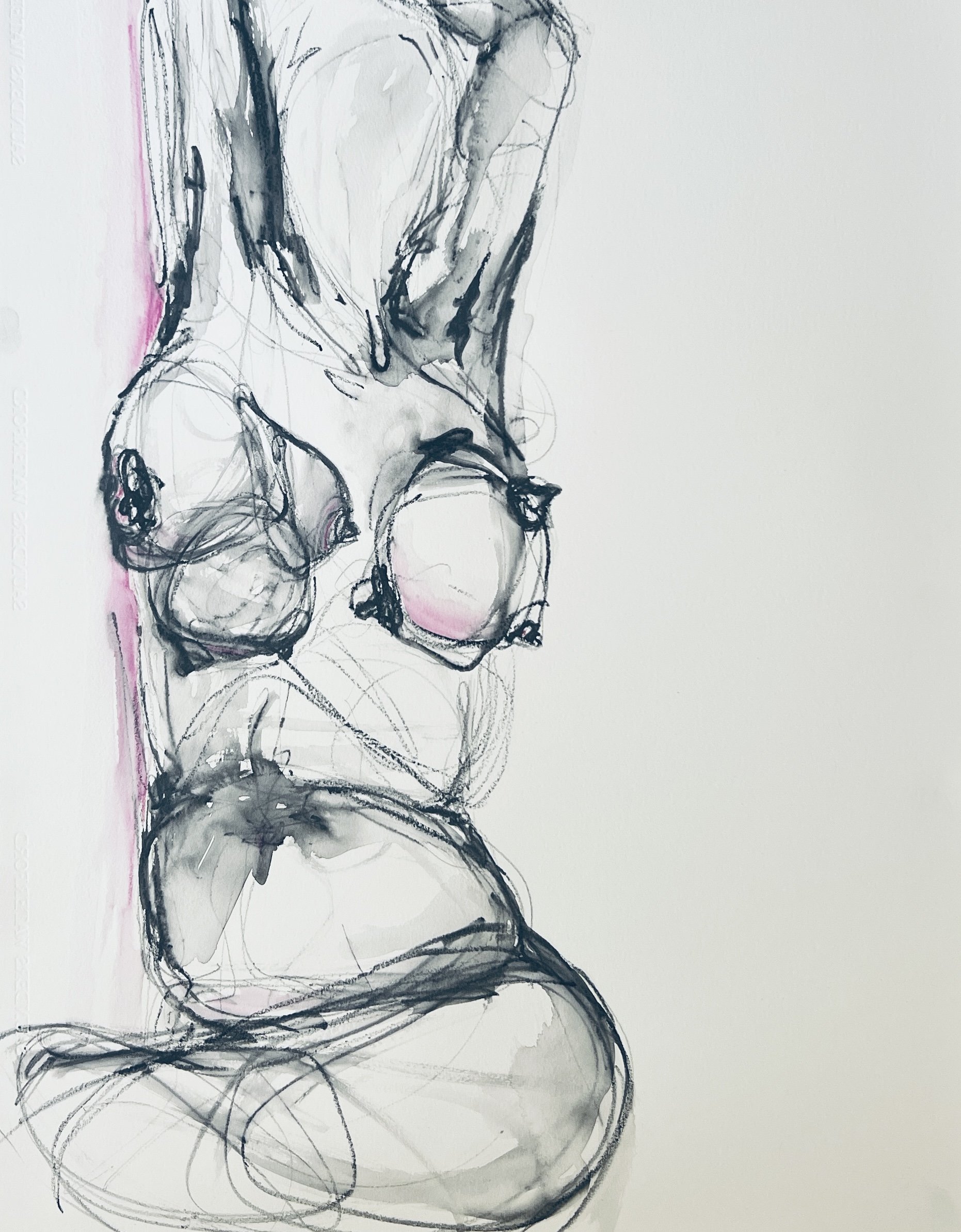 Woman, 2025. Water soluble graphite and wax pastel on paper - 22" x 30"