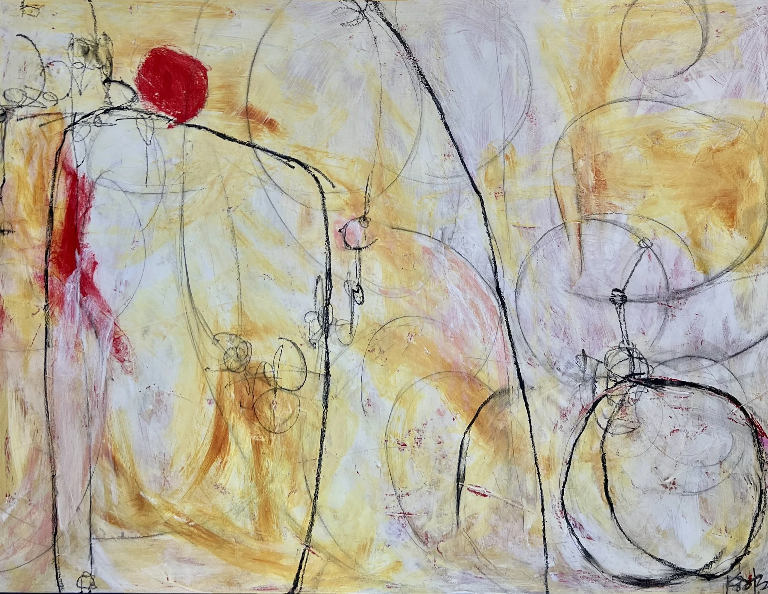 Currently and Right Now, 2026. Mixed media on canvas 
30" x 36"

$2,700.00