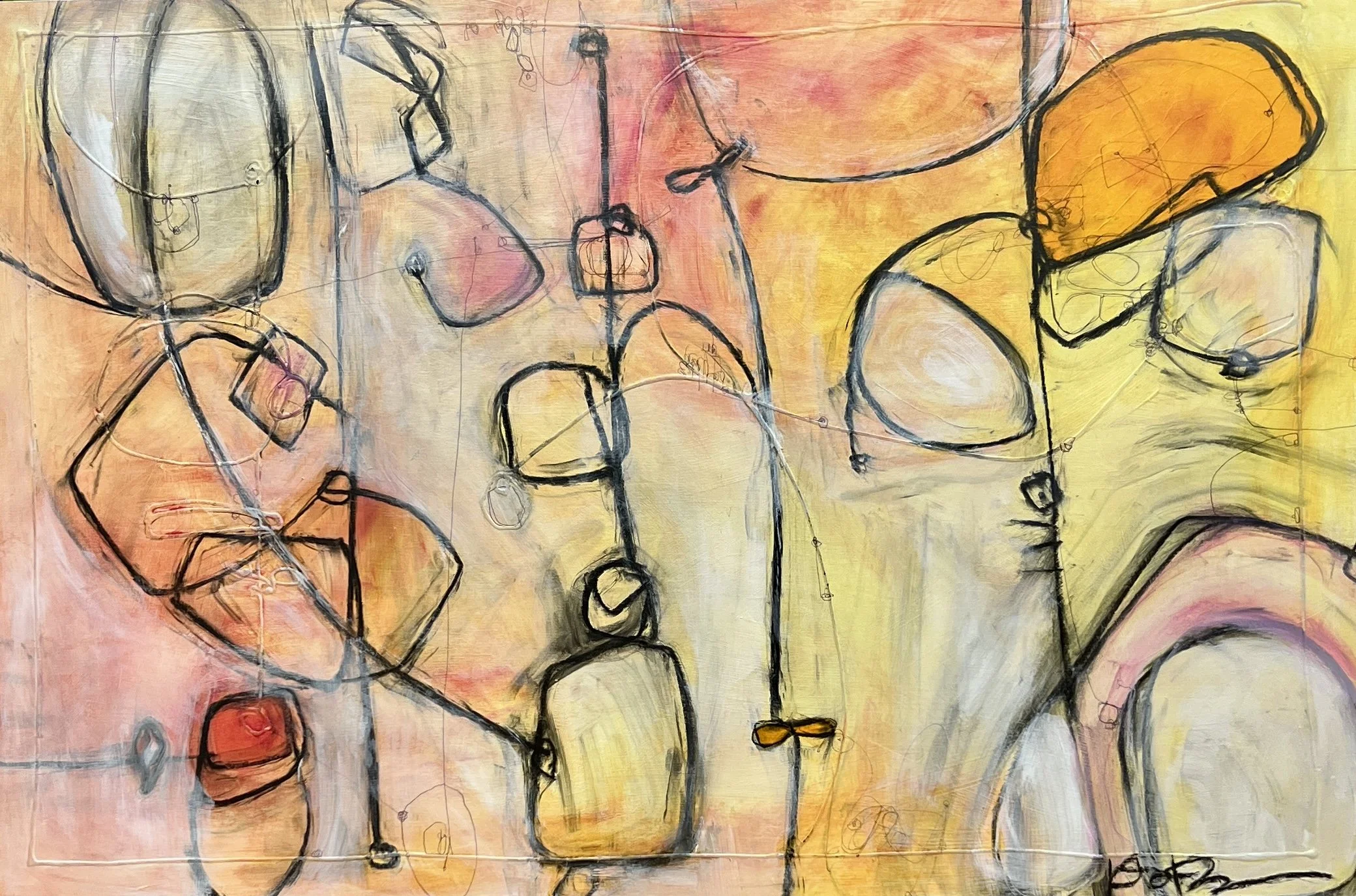 Polite Conversation, 2026. Mixed media on cradled wood panel
24" x 36"

$2,300.00