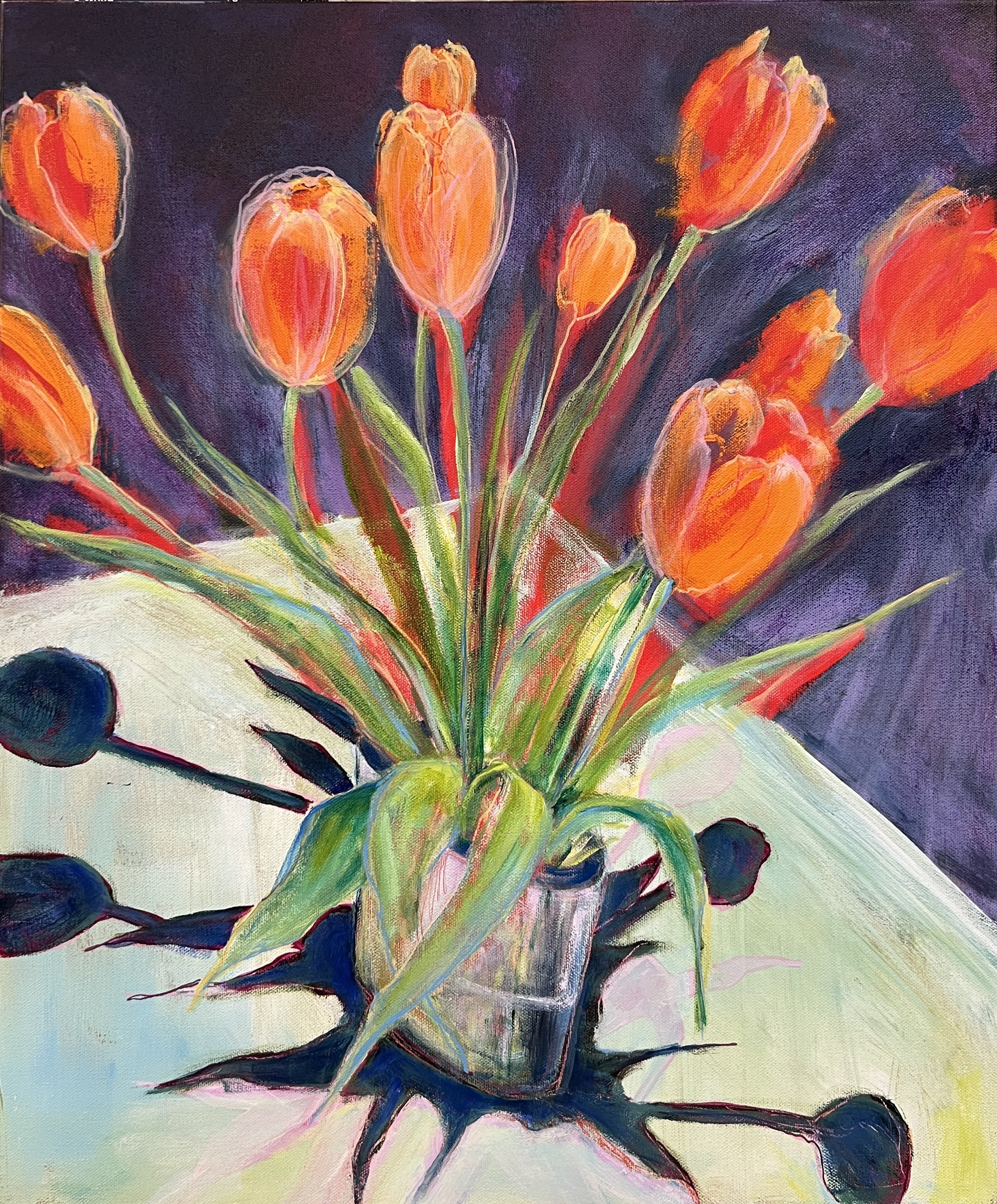 Tulip Burst, 2025. Acrylic on canvas,
20" x 24" x2"