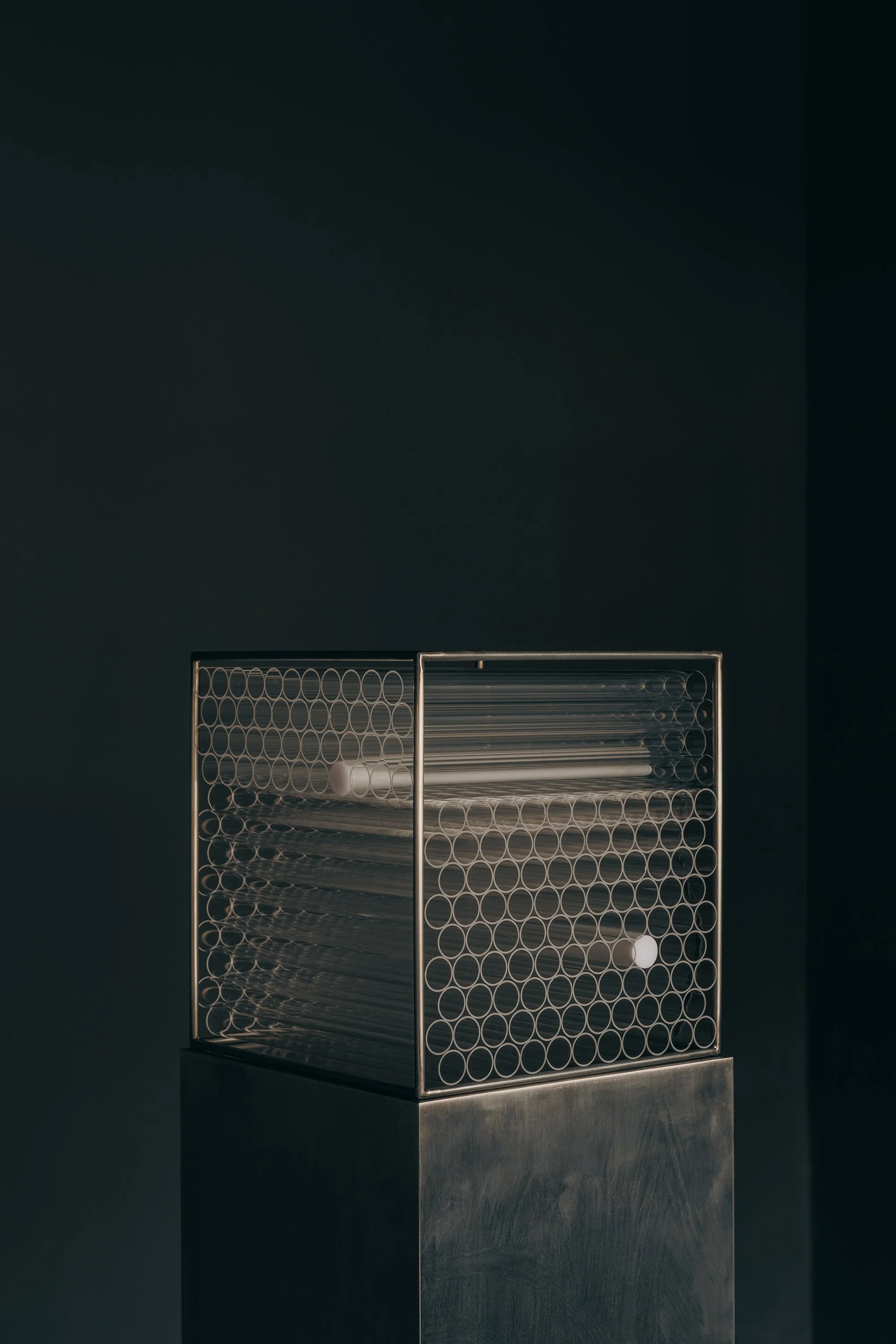 dori deng light installation in new exhibiton at space of time gallery