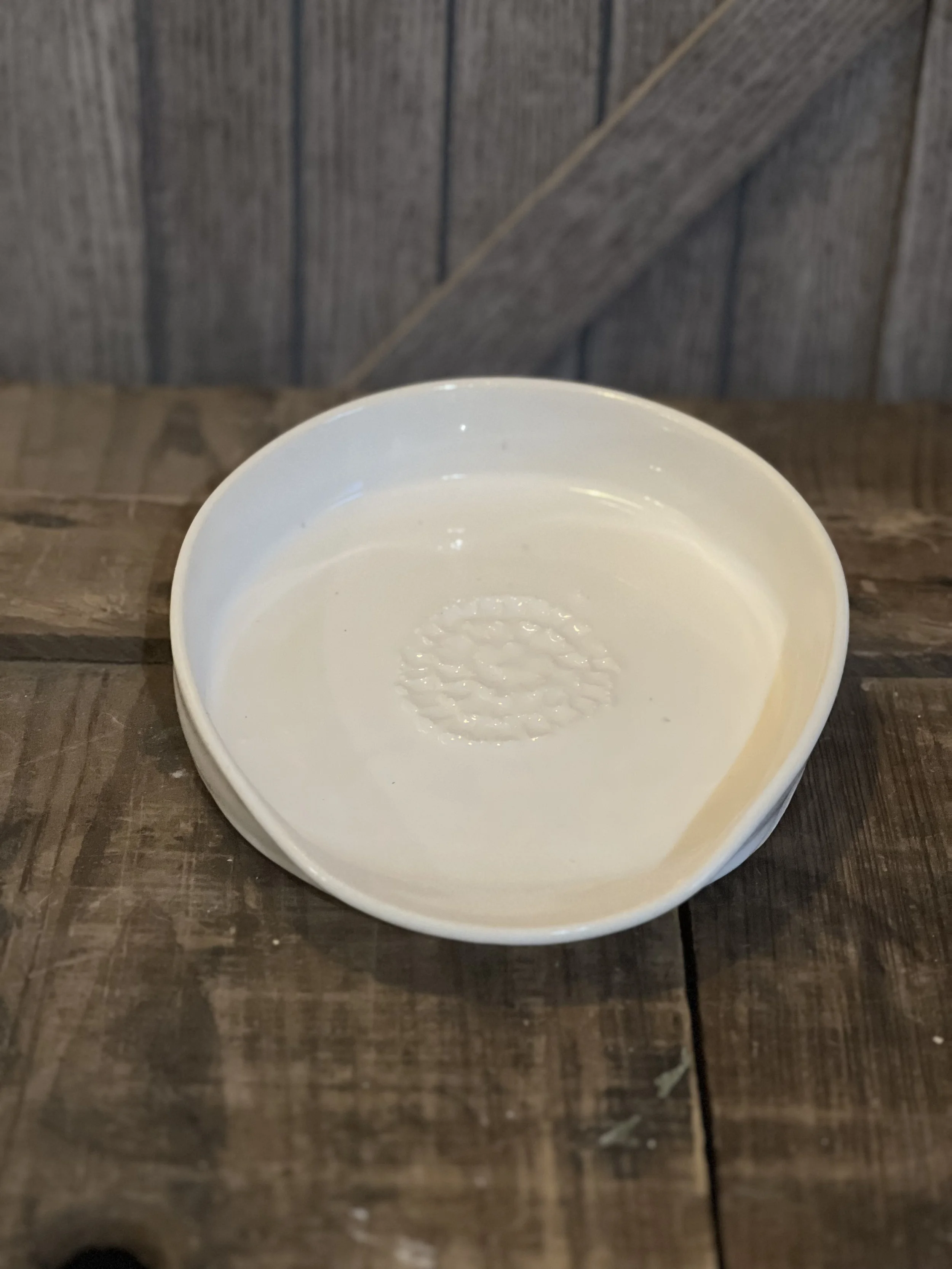Artisan White Glaze Grater Plate