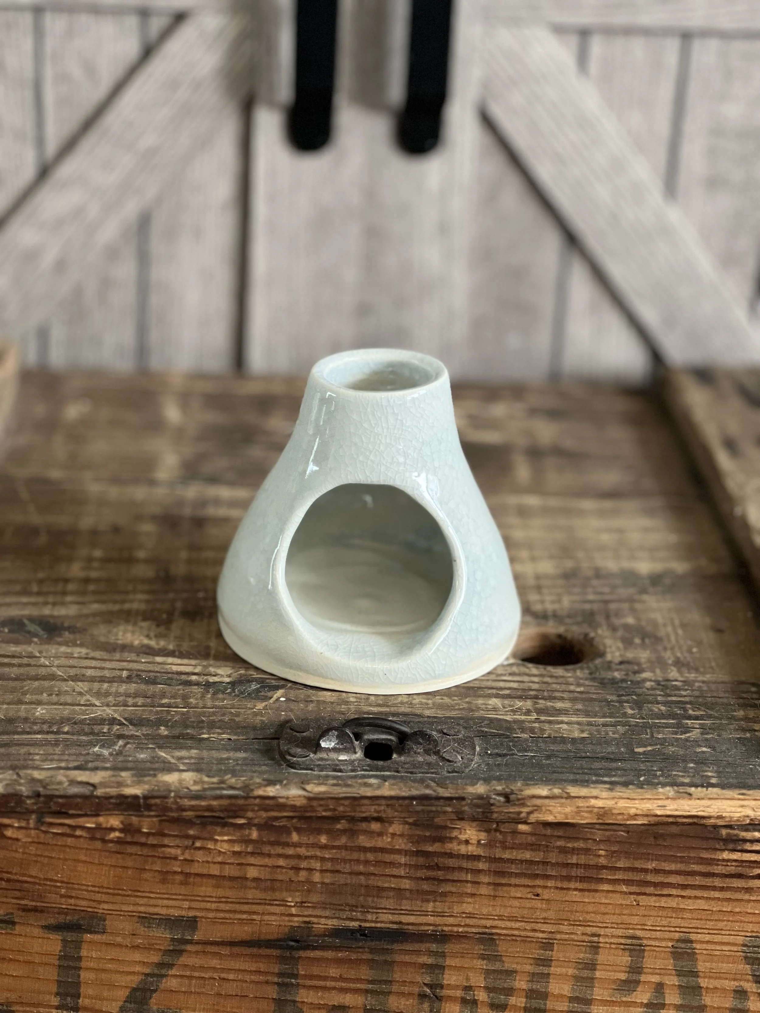 Crackled Ice Blue Tabletop Chimenea