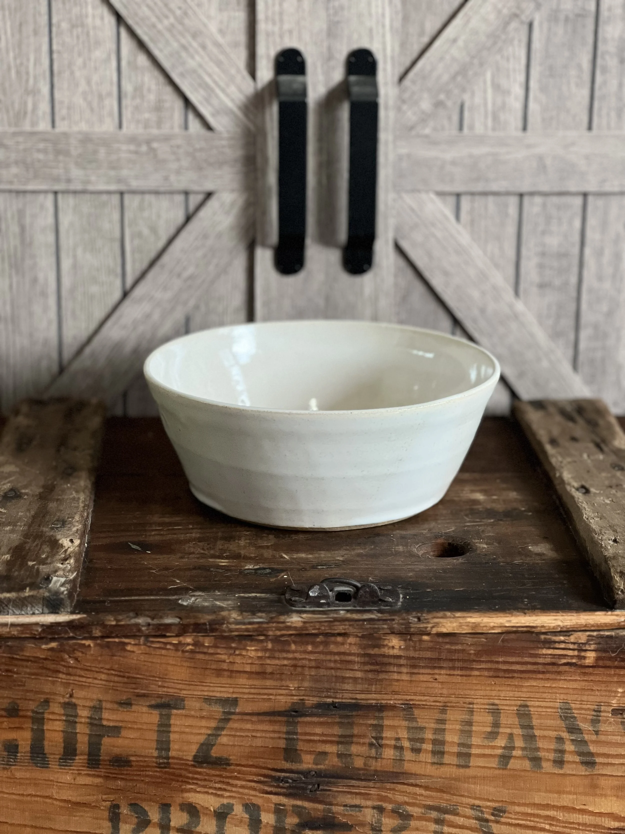 White Glaze Stoneware Serving Bowl