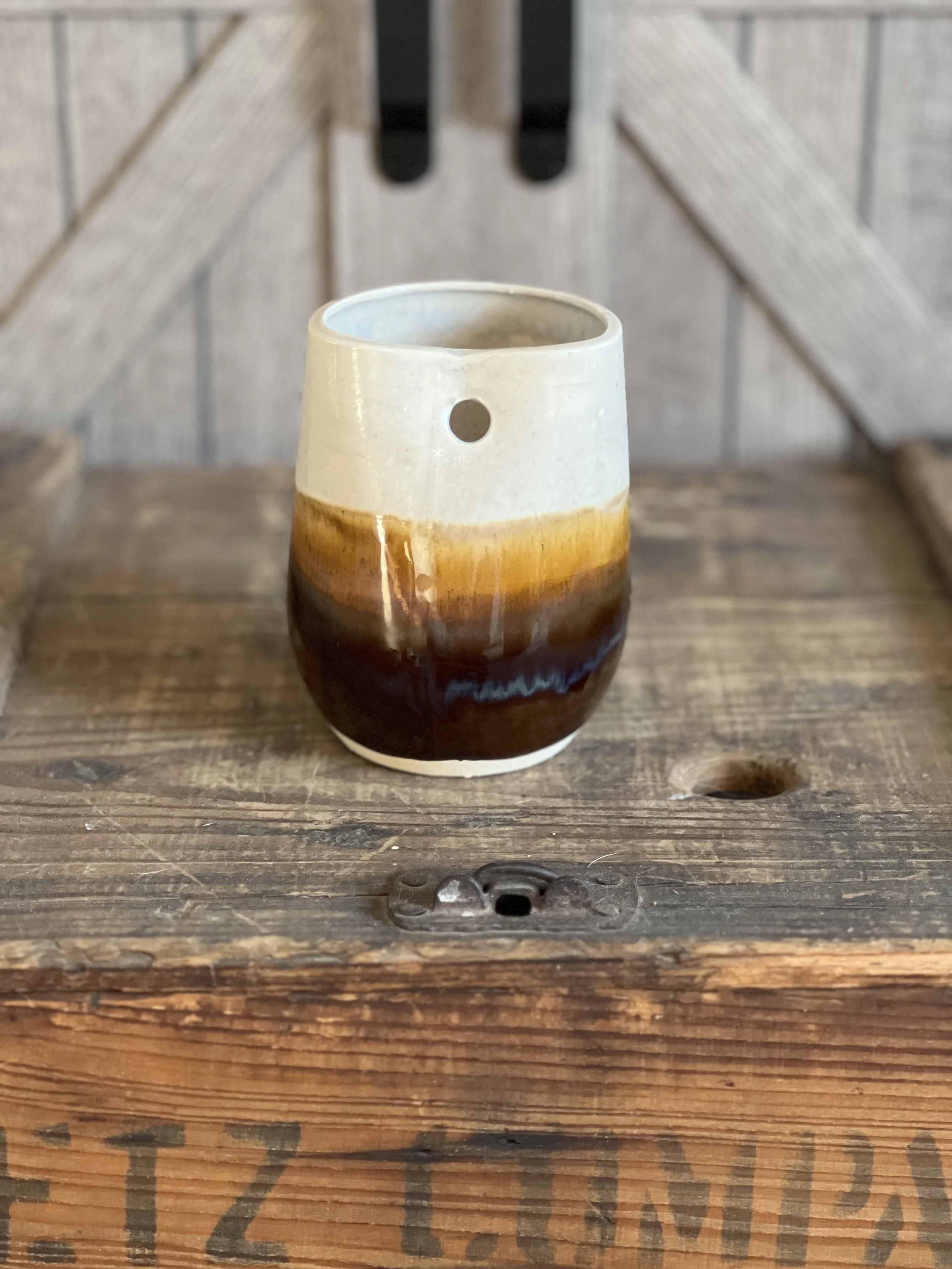 Quirky Glaze Stoneware Cup with Eco Glass Straw